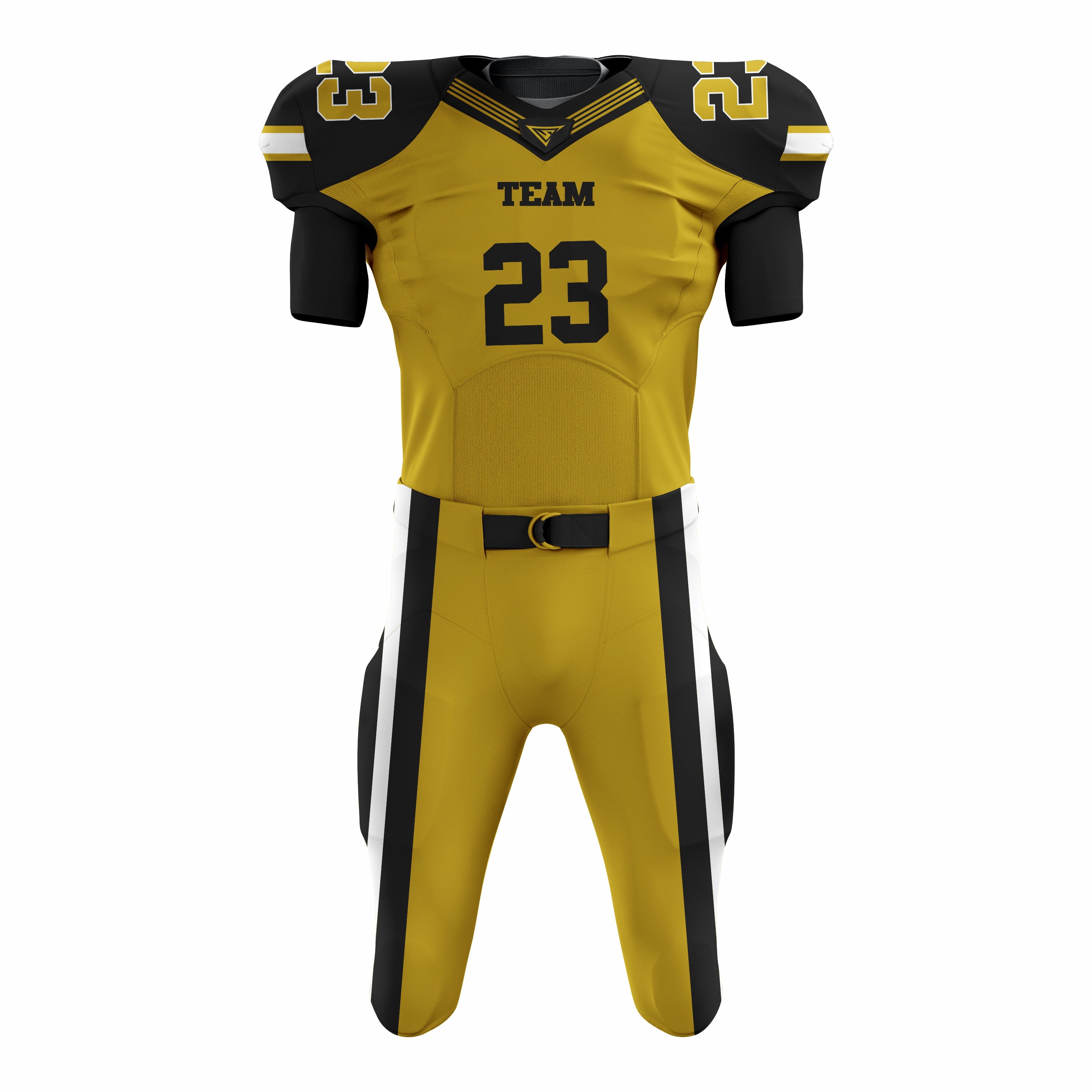Custom Yellow Black American Football Uniforms with Integrated Pads