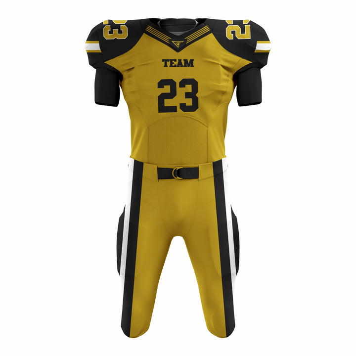 Custom Yellow Black American Football Uniforms with Integrated Pads