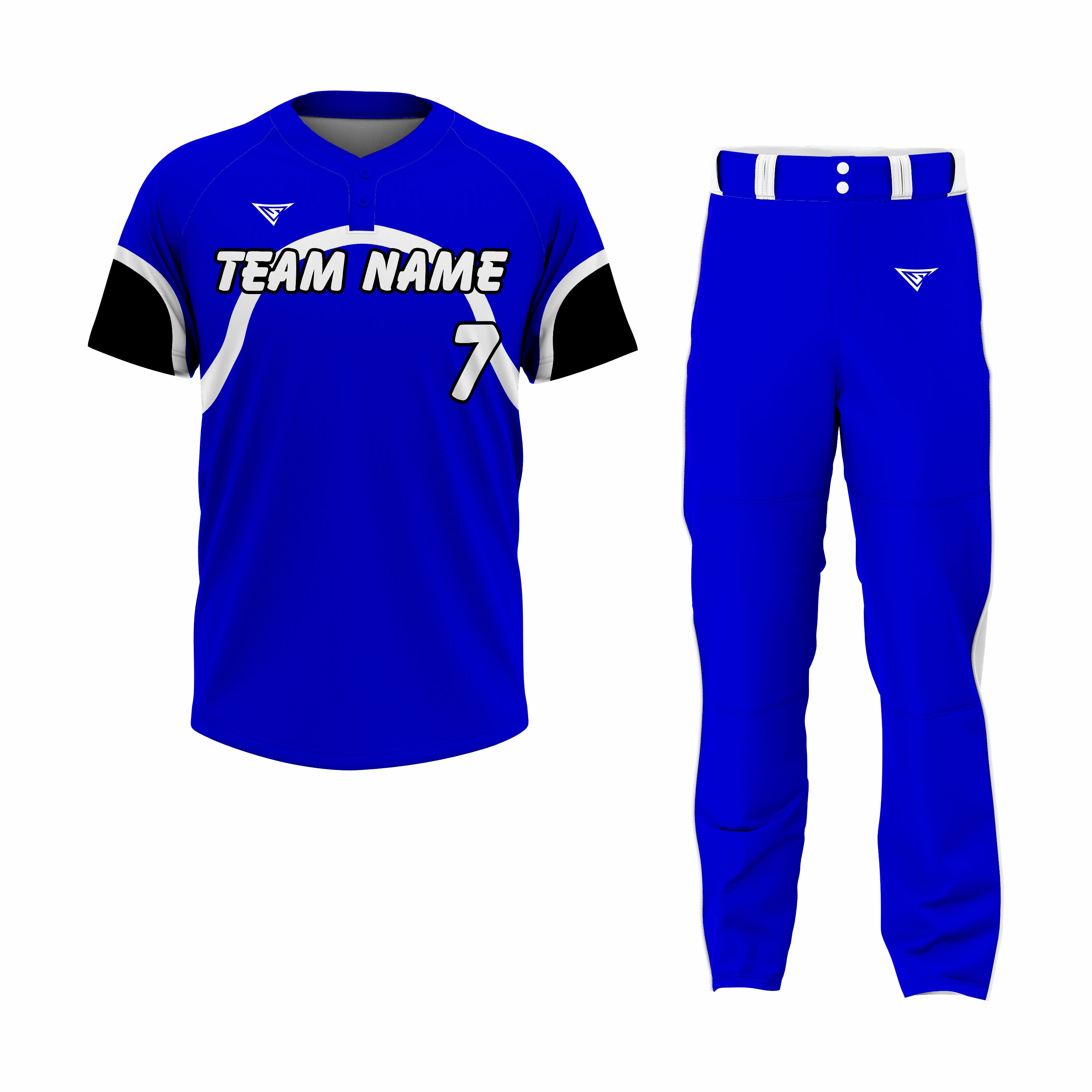 Custom Blue, Black & White Authentic Softball Uniform