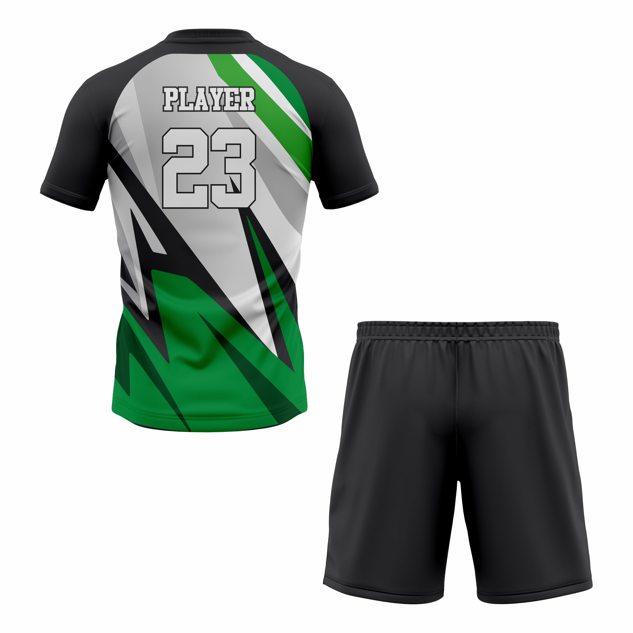 Custom Black, Green & Grey Sublimation Soccer Uniform