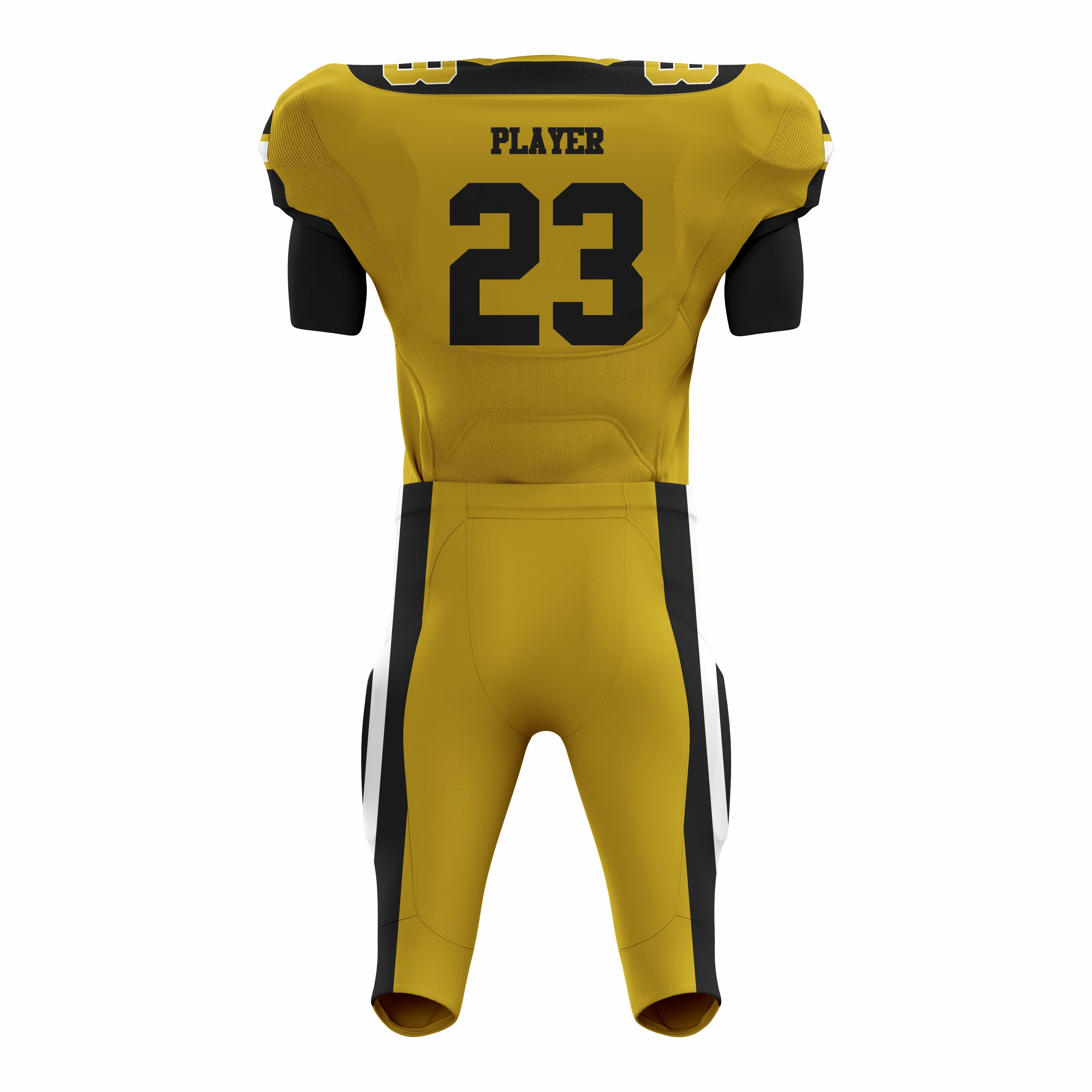 Custom Yellow Black American Football Uniforms with Integrated Pads