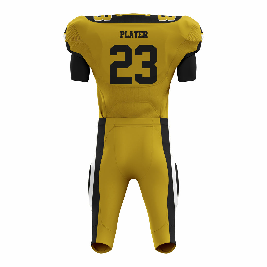 Custom Yellow Black American Football Uniforms with Integrated Pads