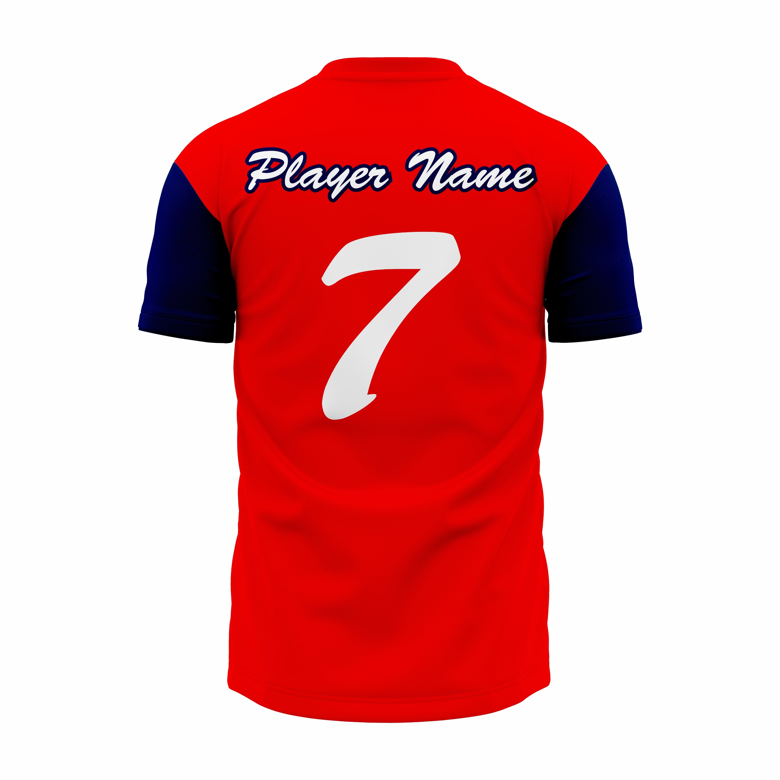 Custom Red, Dark Blue & White V-Neck Softball Jerseys