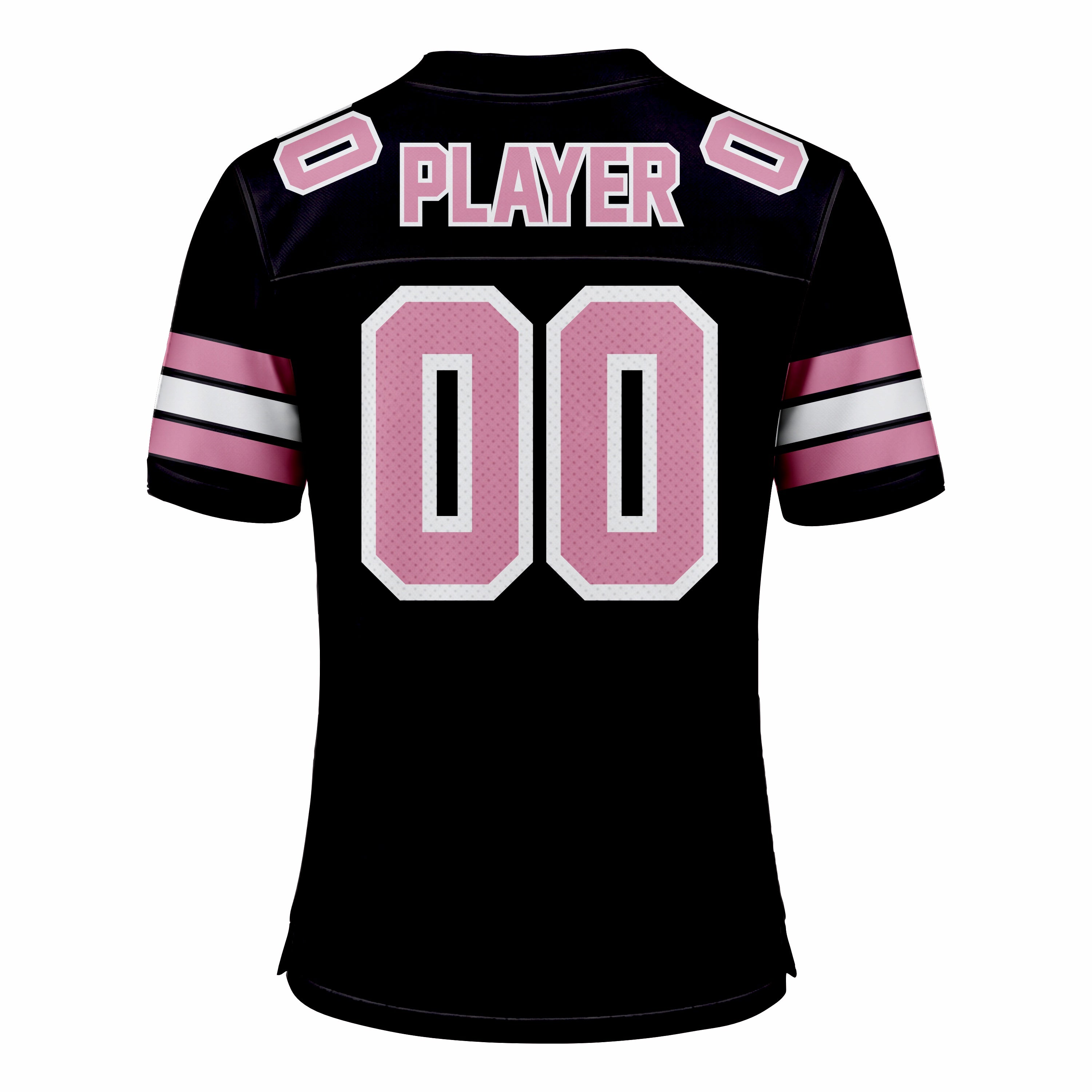 Custom Black, Pink & White American Football Fan Jersey