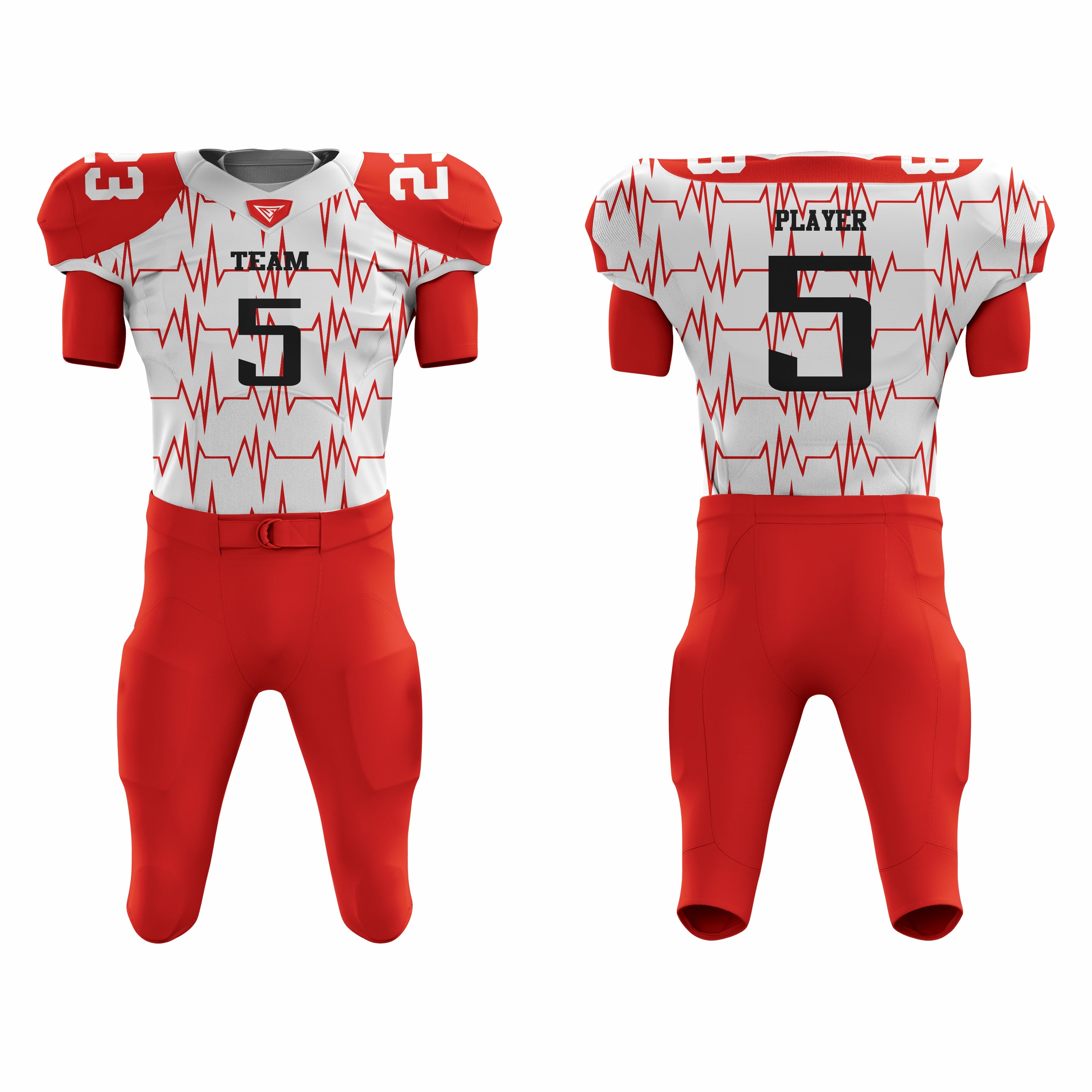 CUSTOM RED WHITE AMERICAN FOOTBALL UNIFORM