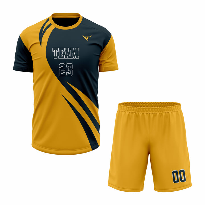 Custom Orange & Black Sublimation Soccer Uniform