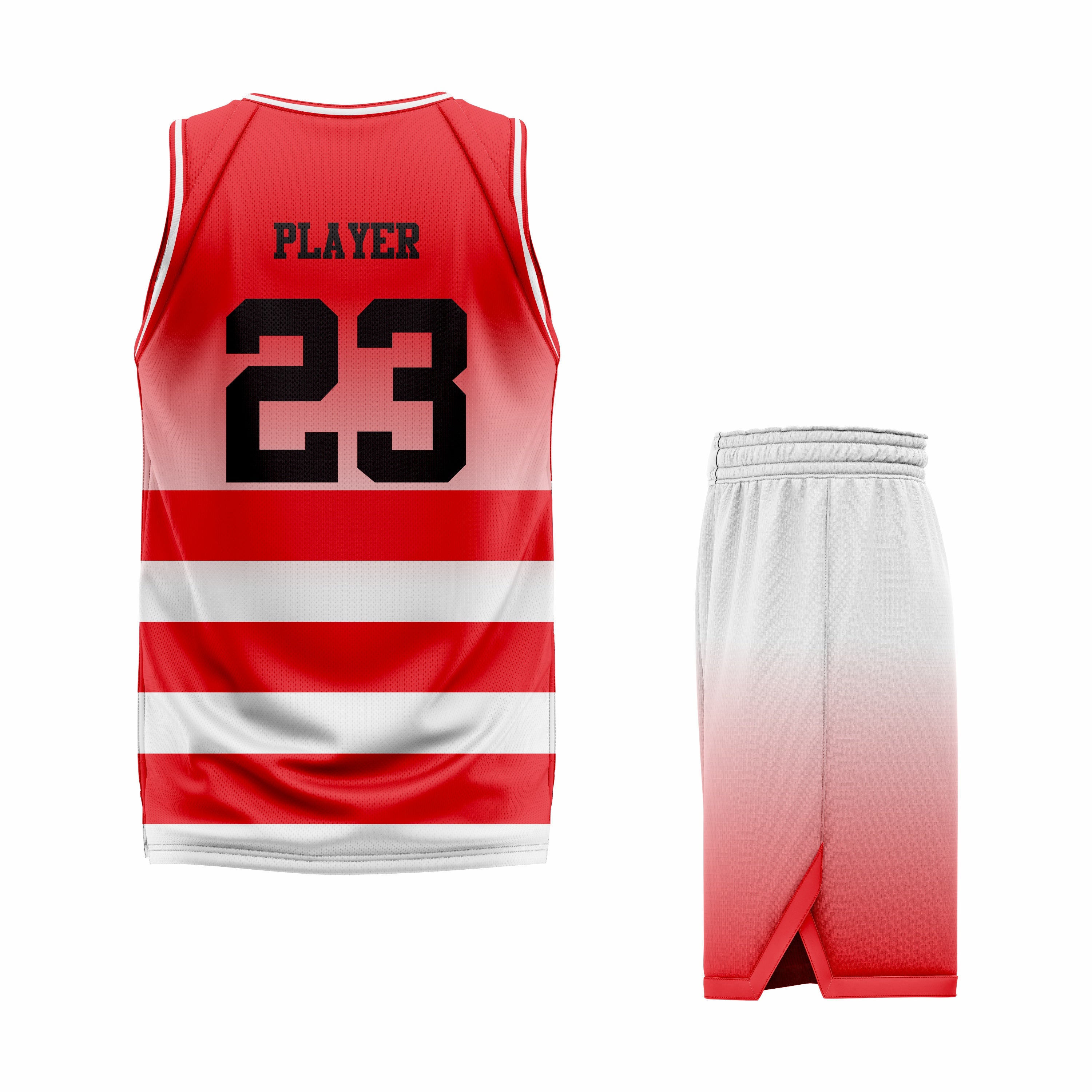 CUSTOM WHITE RED BASKETBALL UNIFORM