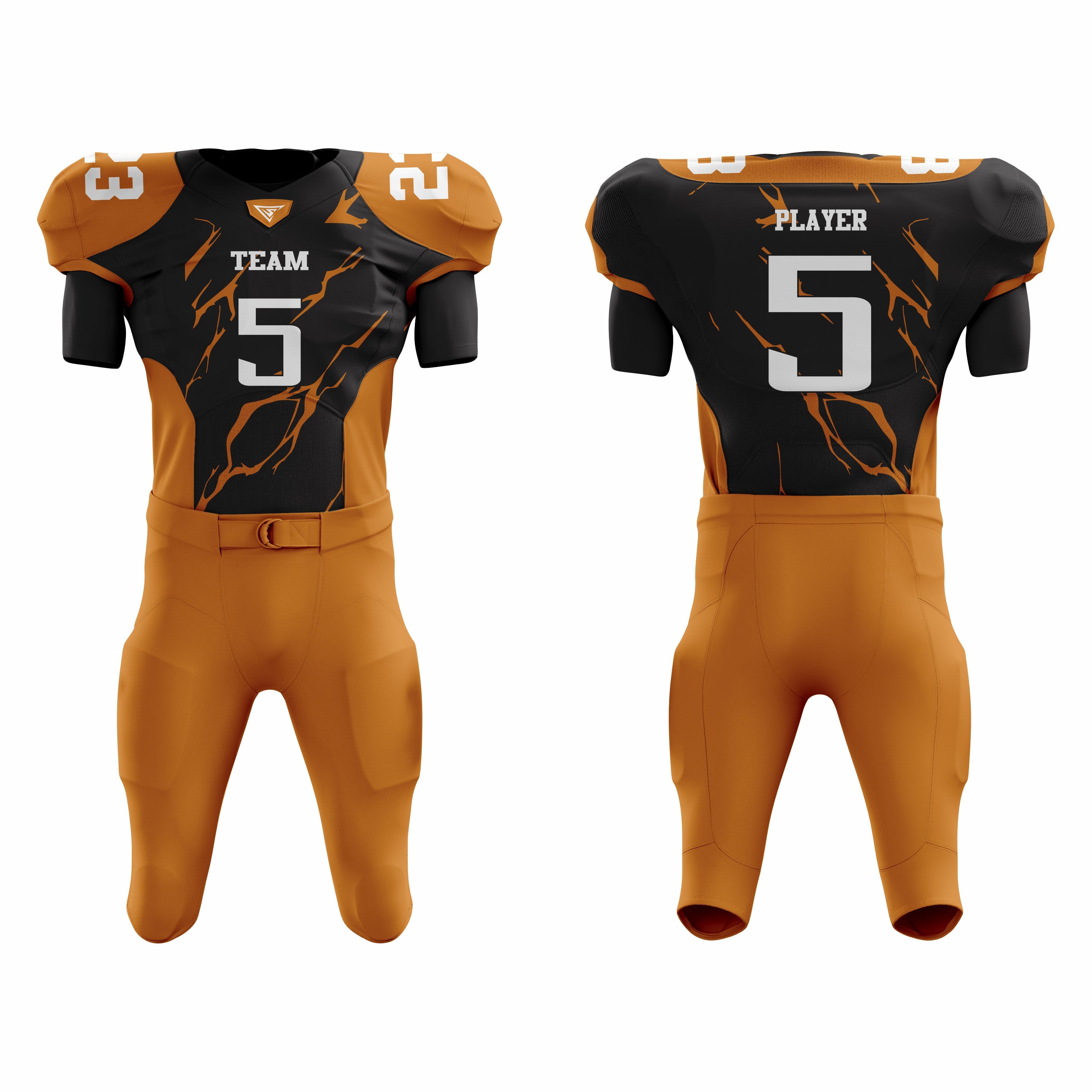CUSTOM MUSTARD BLACK AMERICAN FOOTBALL UNIFORM