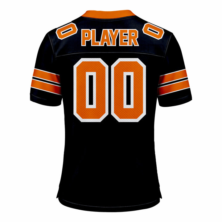 Custom Black & Orange American Football Fan Jersey