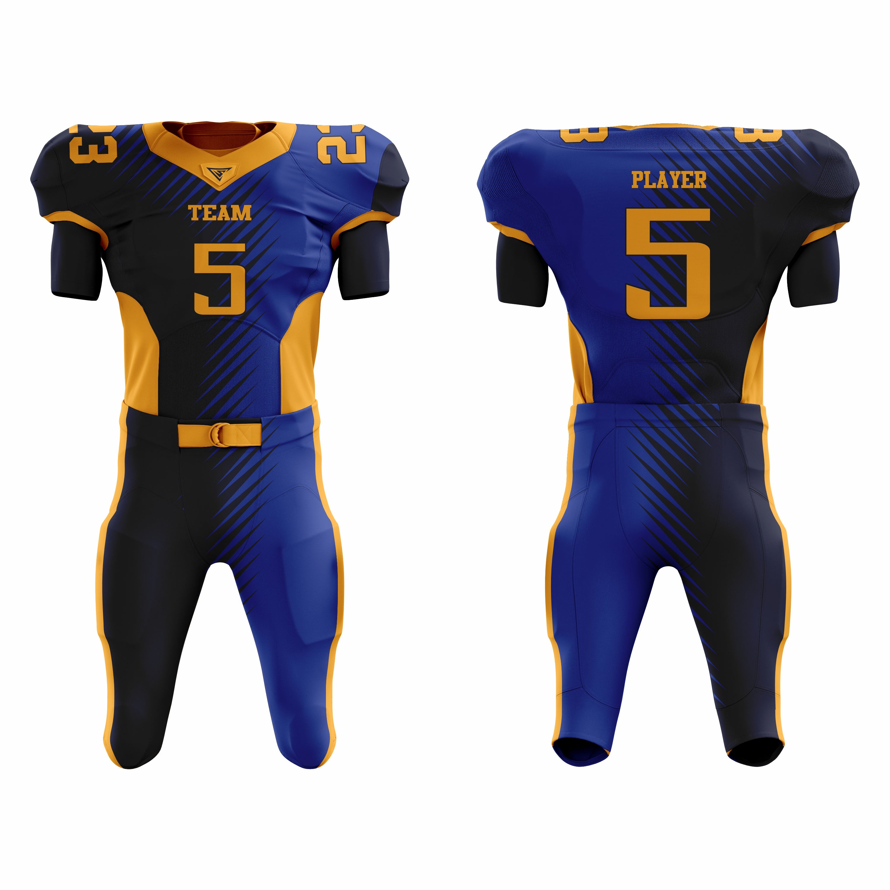 CUSTOM ROYAL YELLOW BLACK AMERICAN FOOTBALL UNIFORM