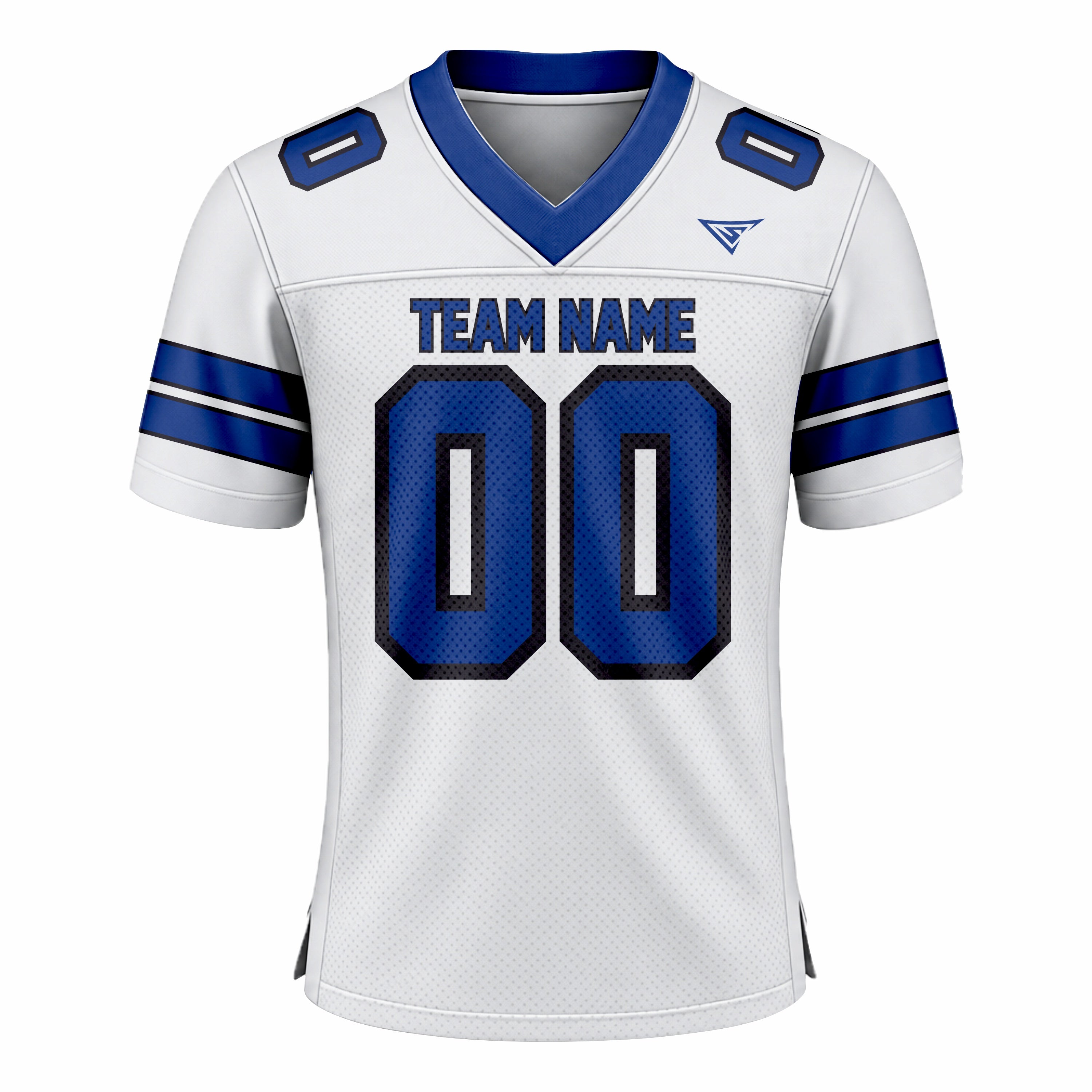 Custom White & Blue American Football Fan Jersey