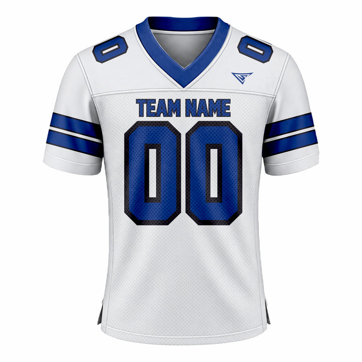 Custom White & Blue American Football Fan Jersey
