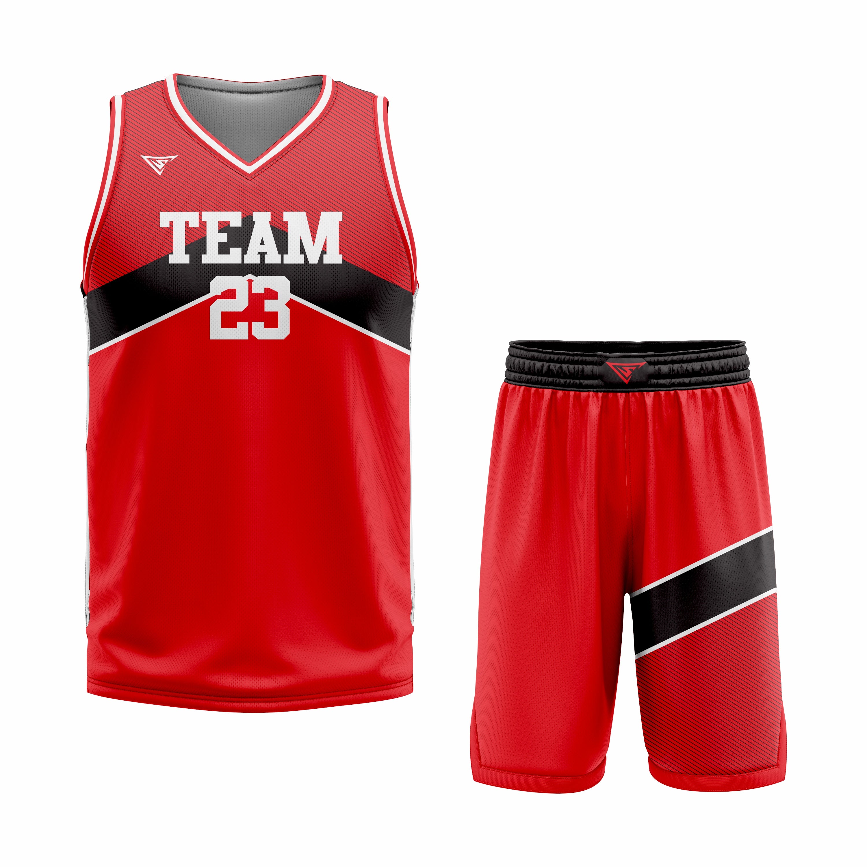CUSTOM BLACK RED BASKETBALL UNIFORM