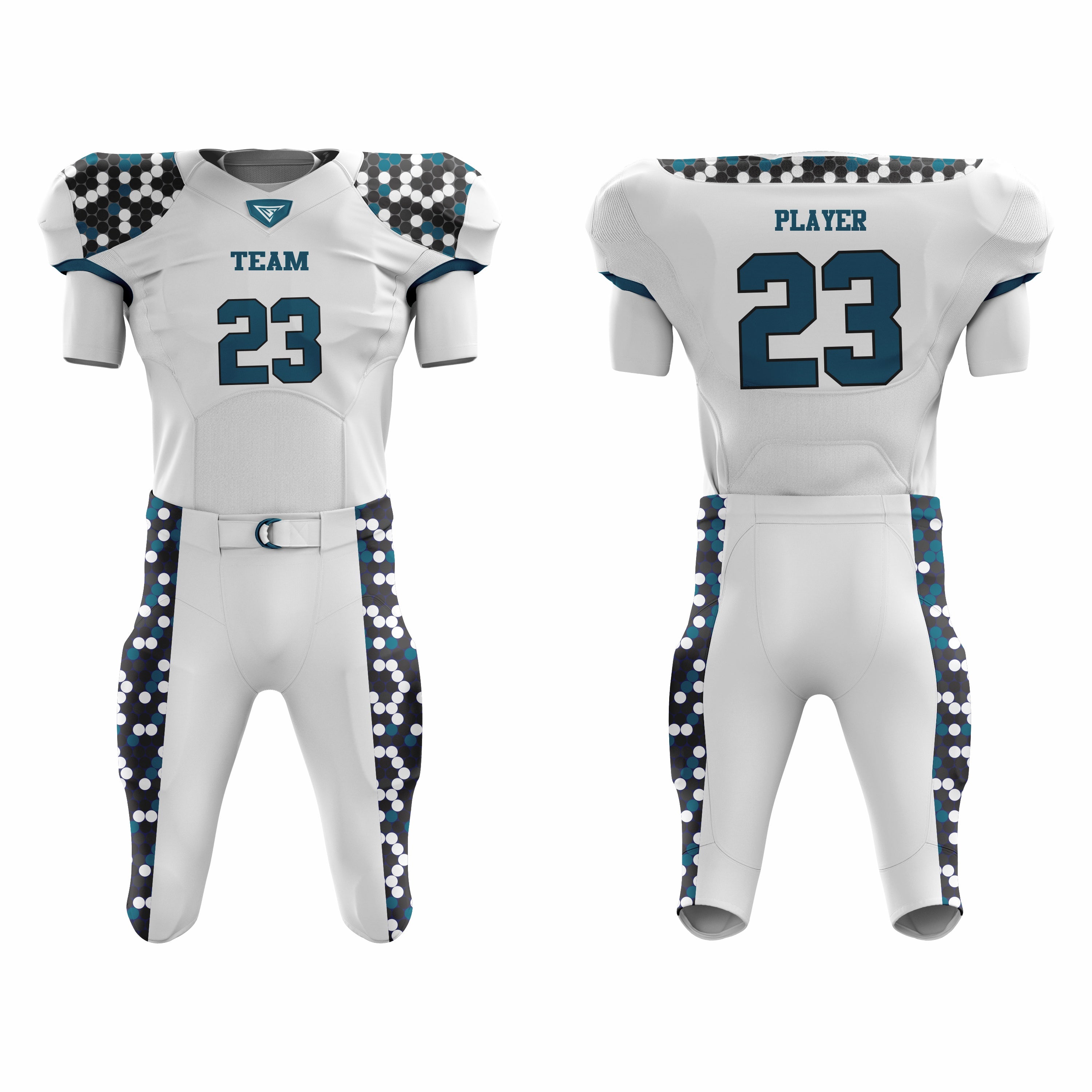 CUSTOM CAMO WHITE AMERICAN FOOTBALL UNIFORM