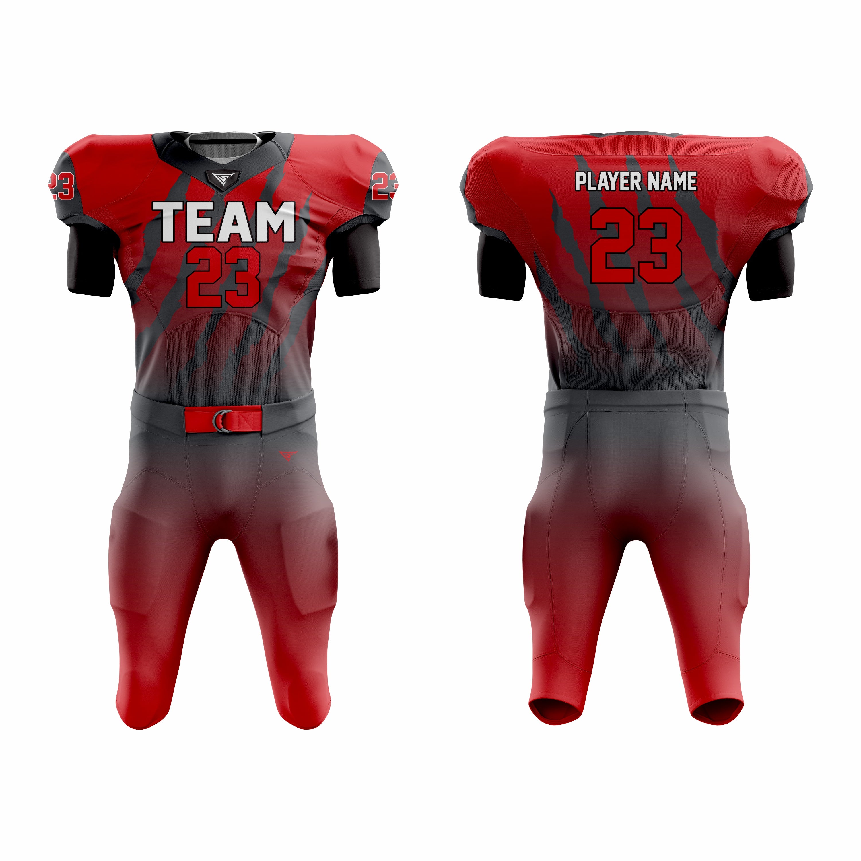 CUSTOM RED BLACK AMERICAN FOOTBALL UNIFORM