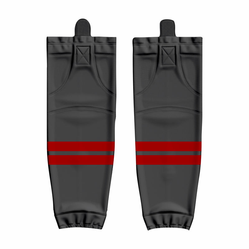 Custom Gray Red Hockey Socks