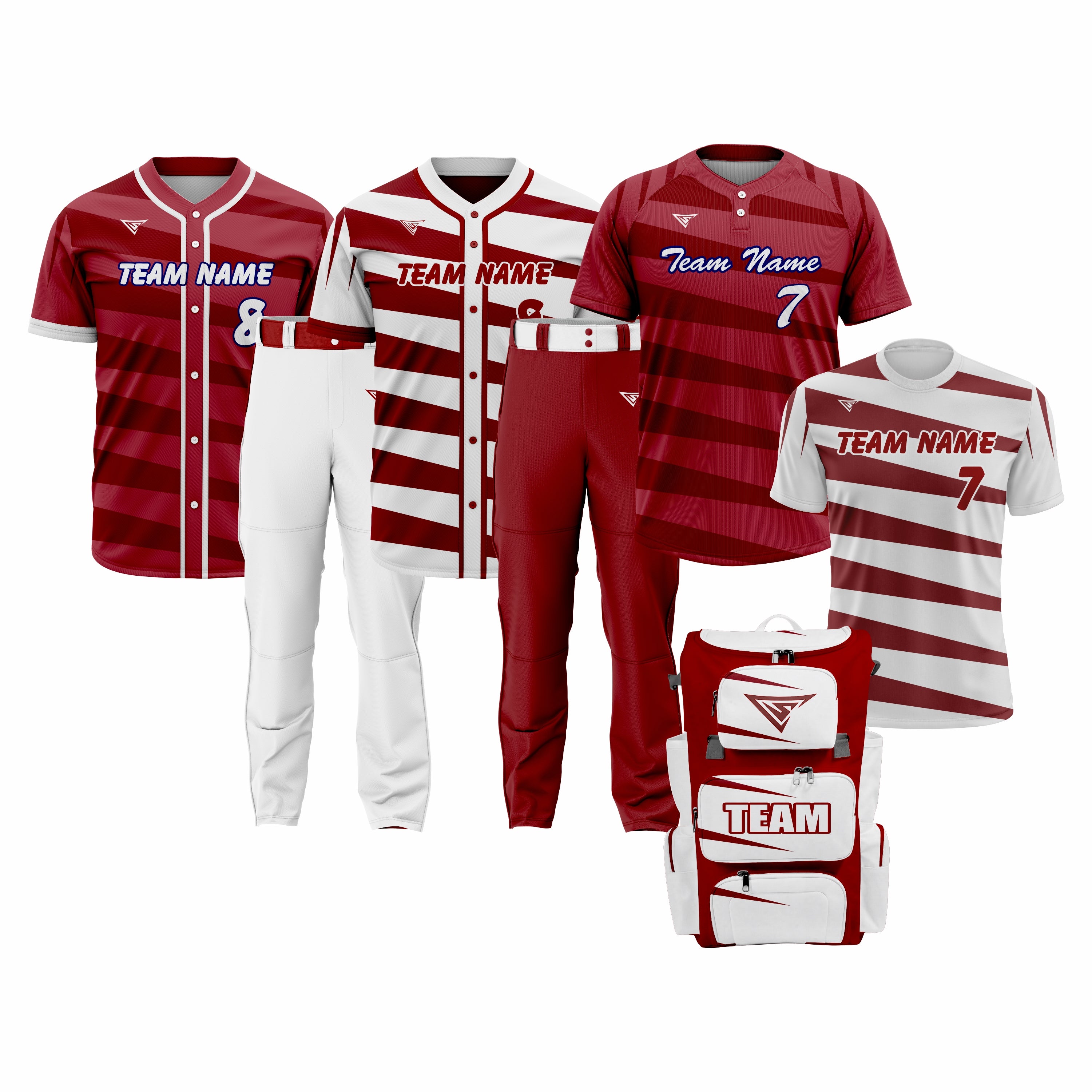 CUSTOM RED & WHITE BASEBALL TEAM UNIFORM PACKAGE – DIAMOND PRO