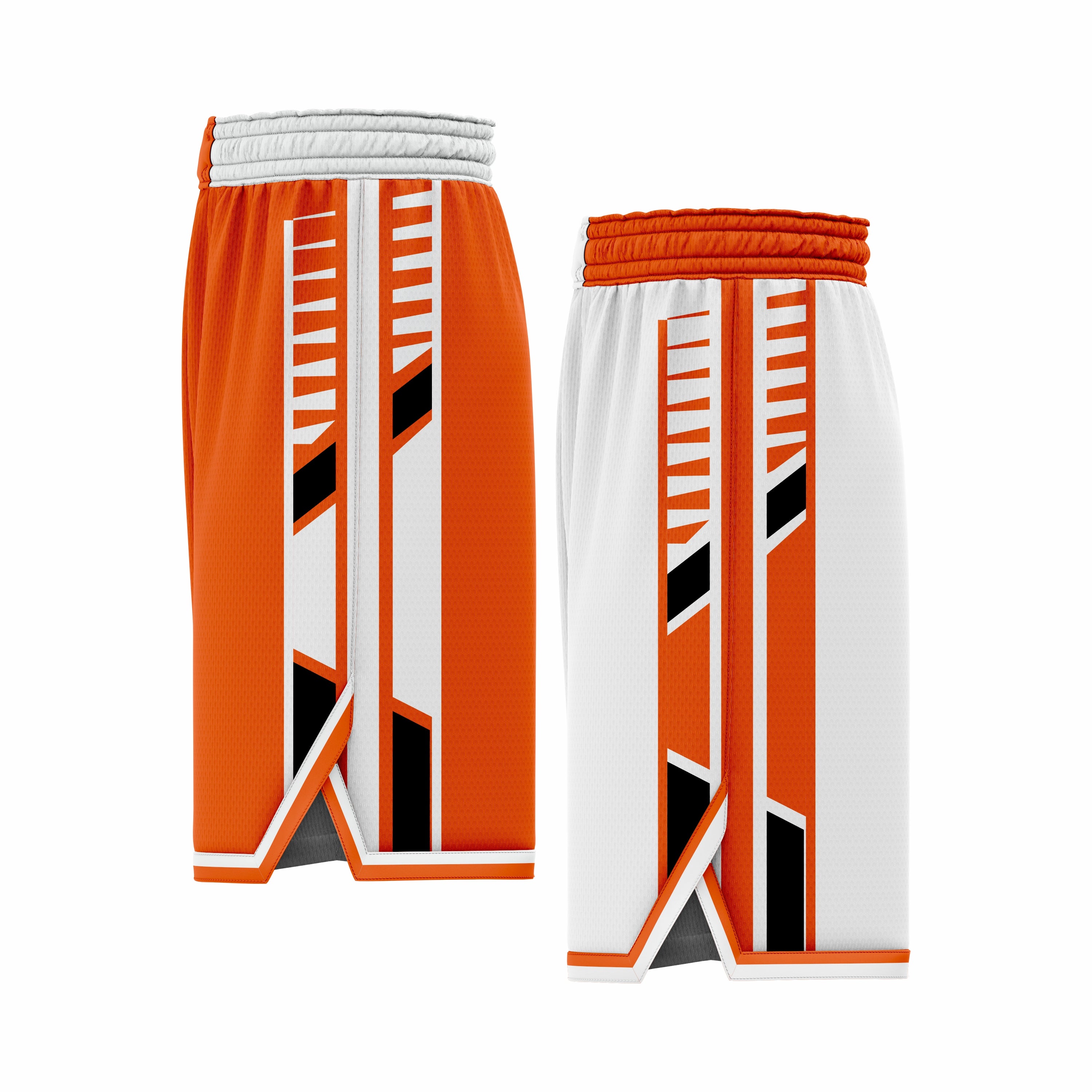 Custom Orange & White Reversible Double Side Sublimation Basketball Short