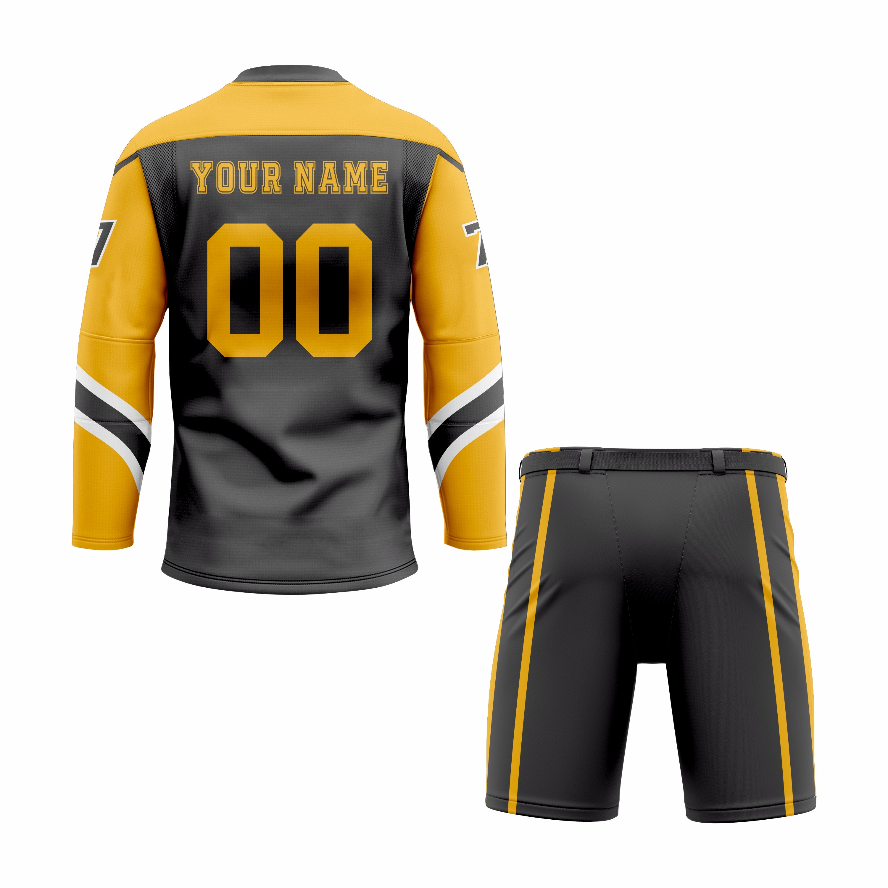 Custom Orange, Black & White Laced Hockey Uniform