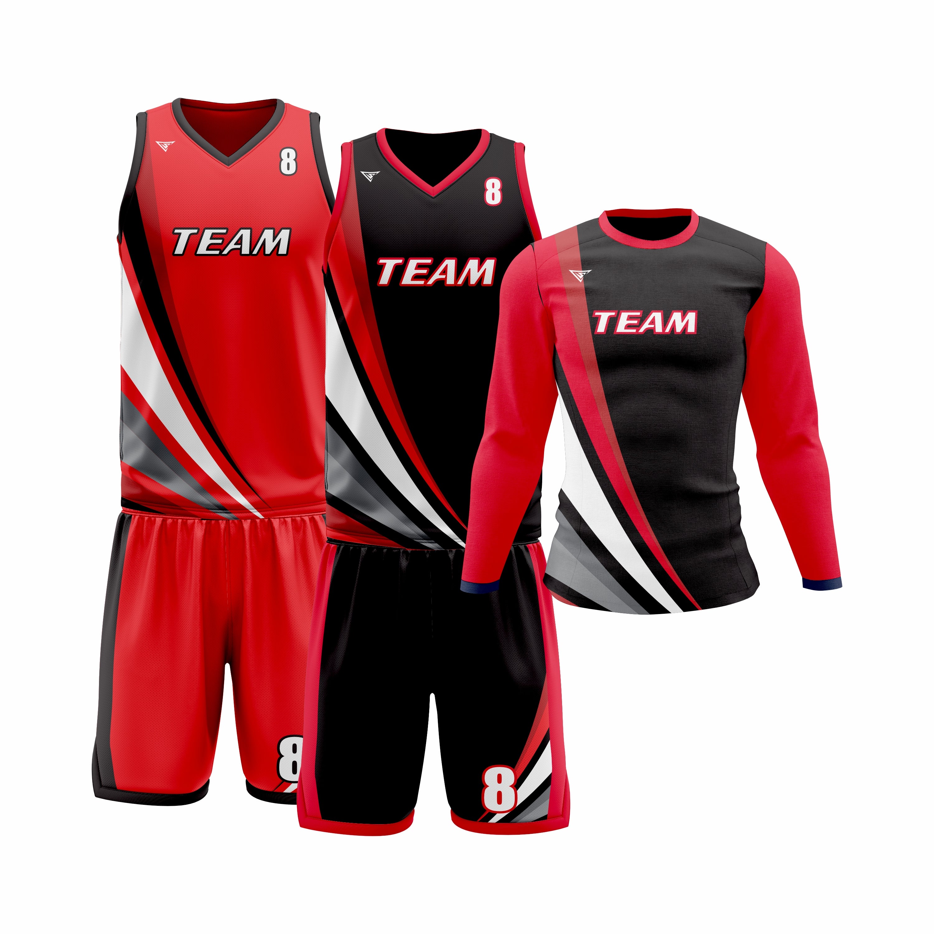 Custom Red Black Basketball Team Uniform Package - Pro