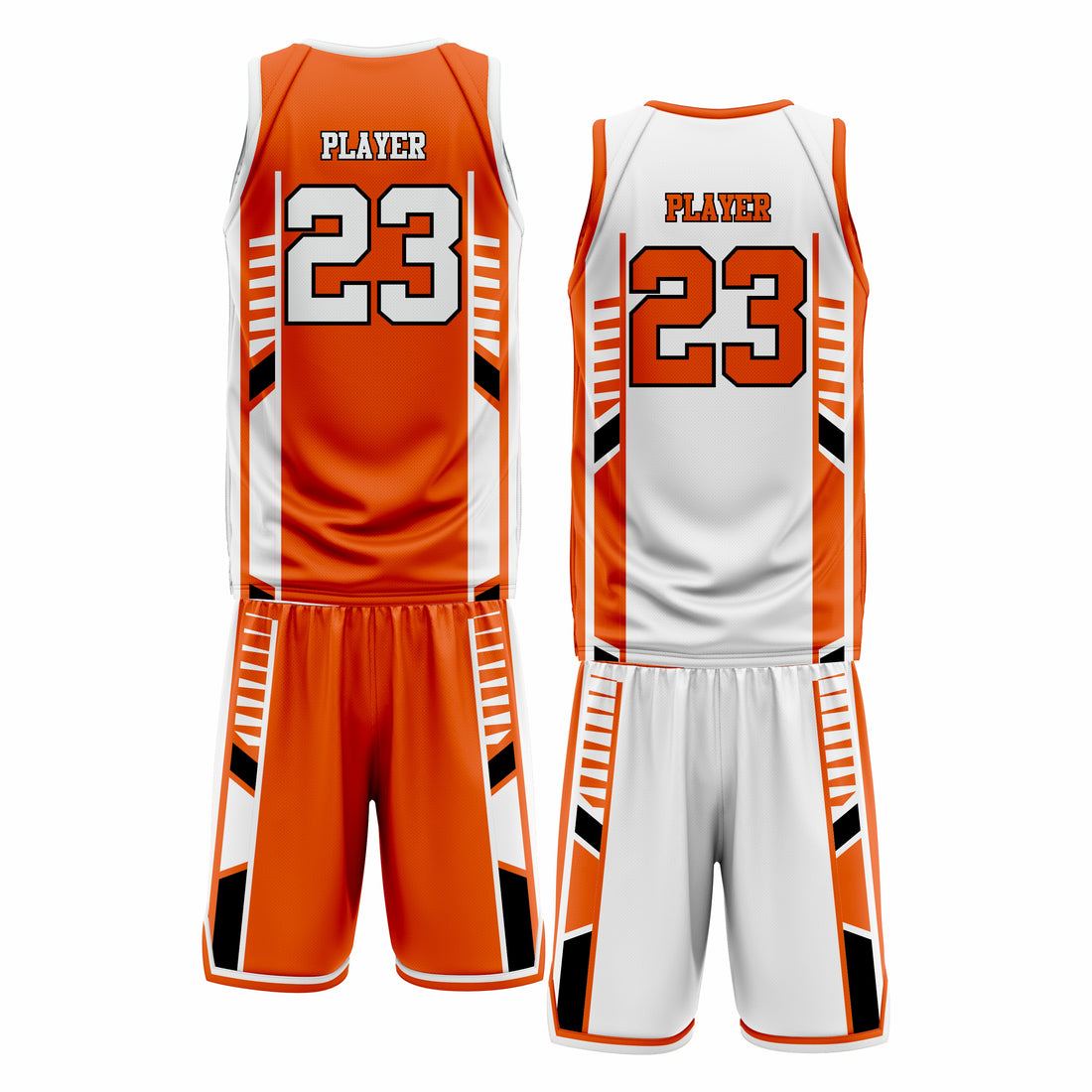Custom Orange White Double Side Basketball Uniform Set | Sports Custom Uniform