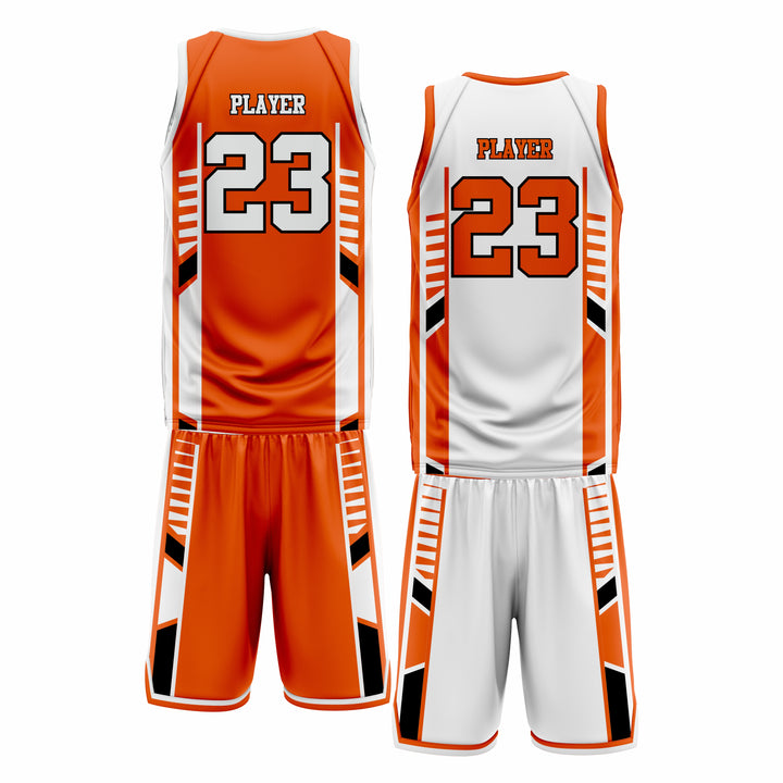 Custom Orange White Double Side Basketball Uniform Set | Sports Custom Uniform