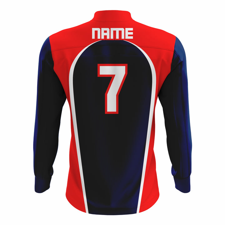 Custom Dark Blue, Red & White ¼ ZIP LONG SLEEVE CAGE JACKET