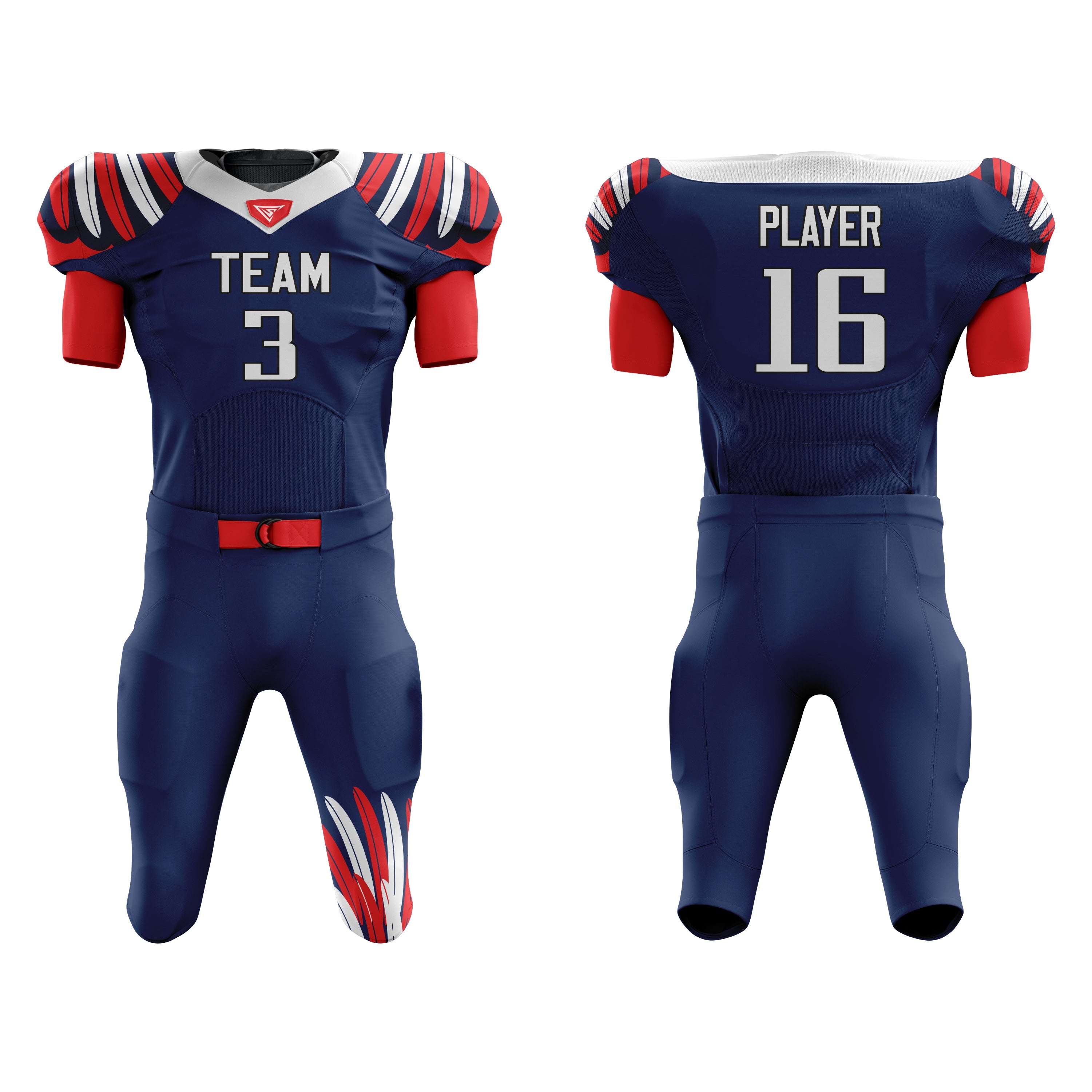 CUSTOM ROYAL RED WHITE AMERICAN FOOTBALL UNIFORM