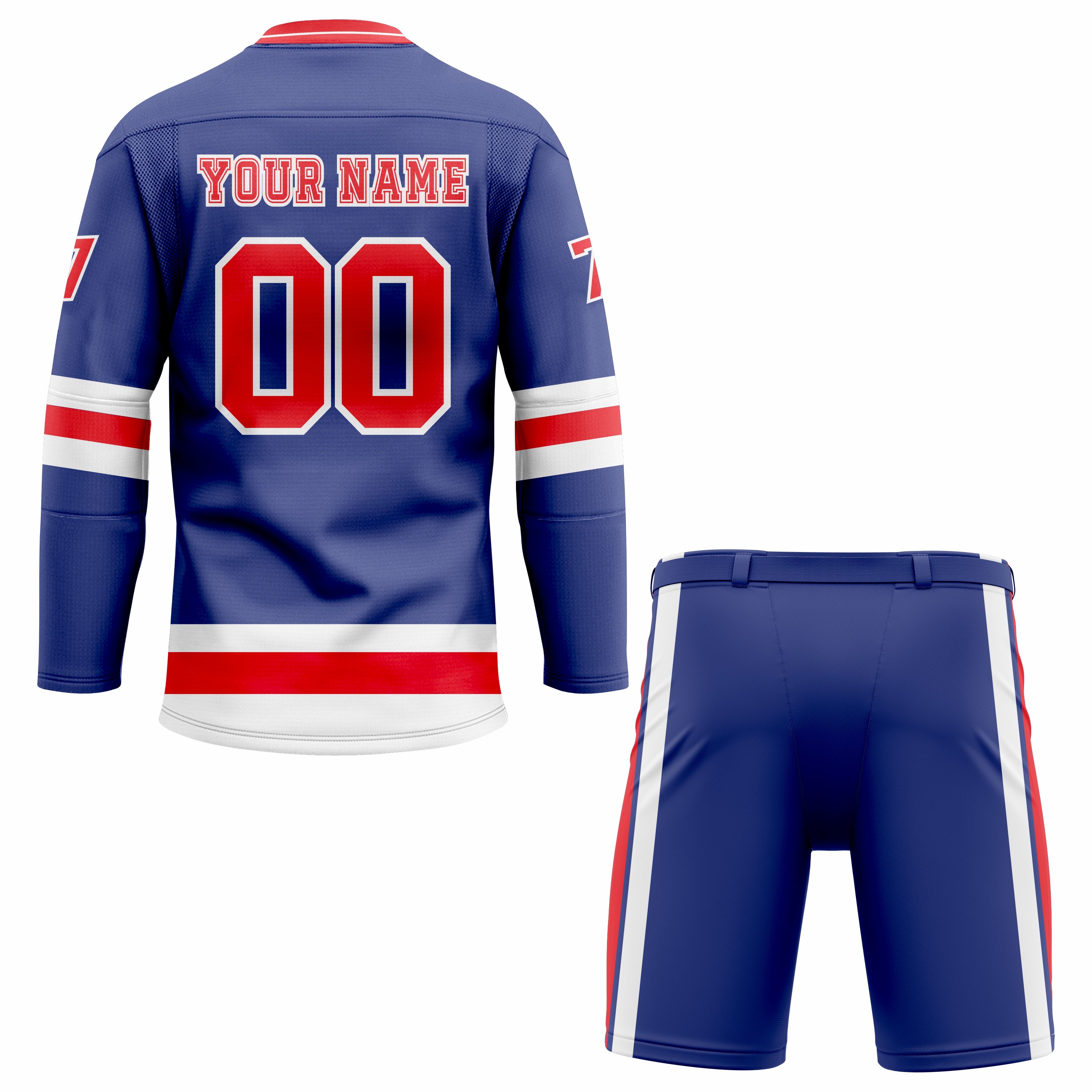 CUSTOM BLUE RED WHITE HOCKEY UNIFORM