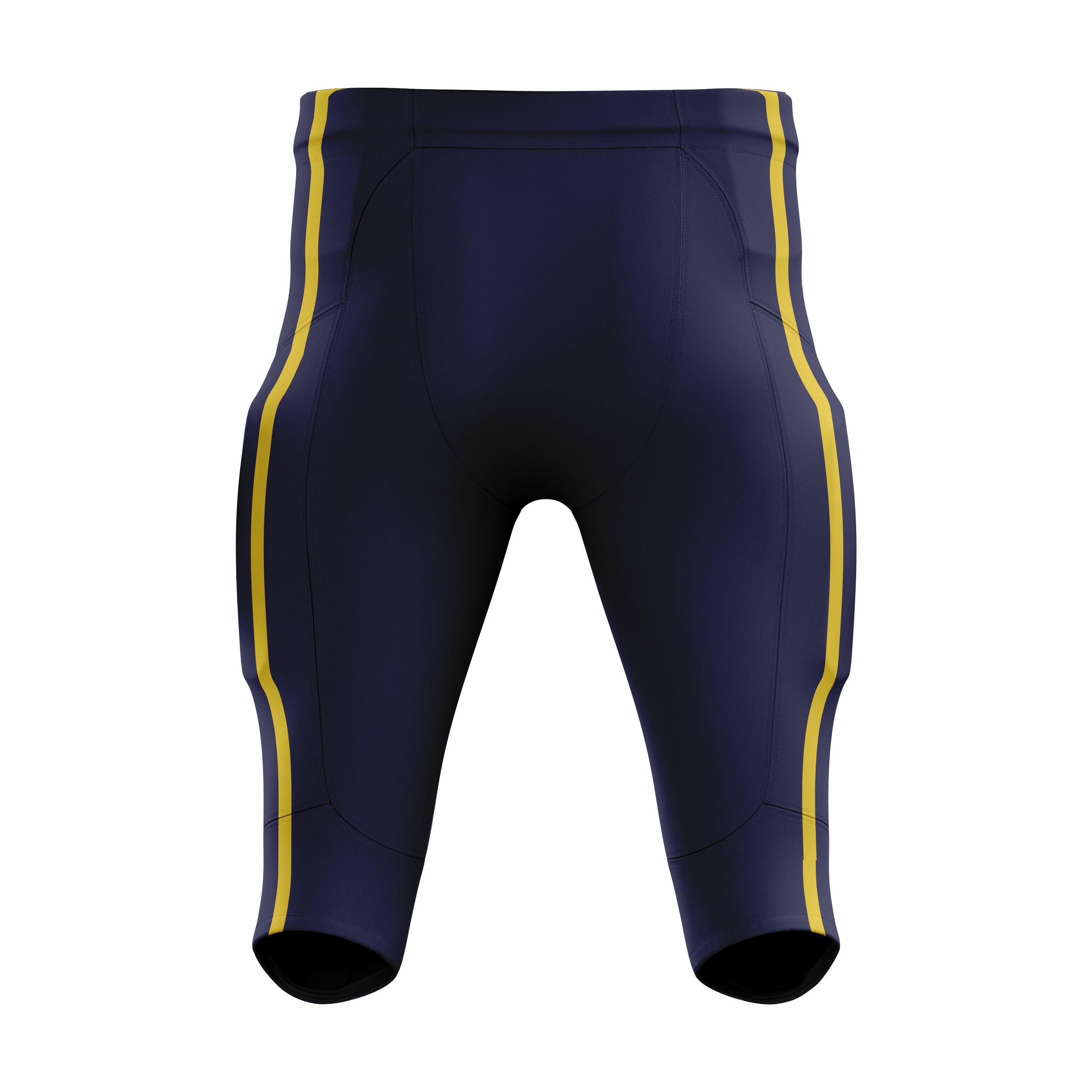 Custom Navy Blue yellow Authentic Integrated Football Pant (High Rise)