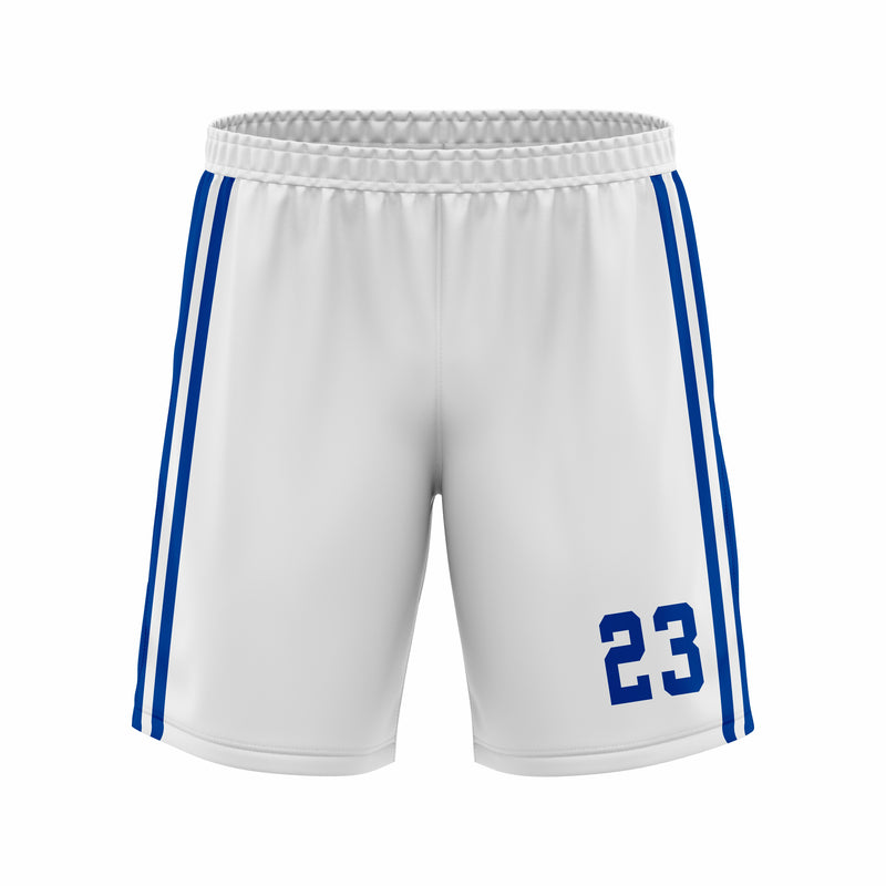 Custom White Blue Soccer Short