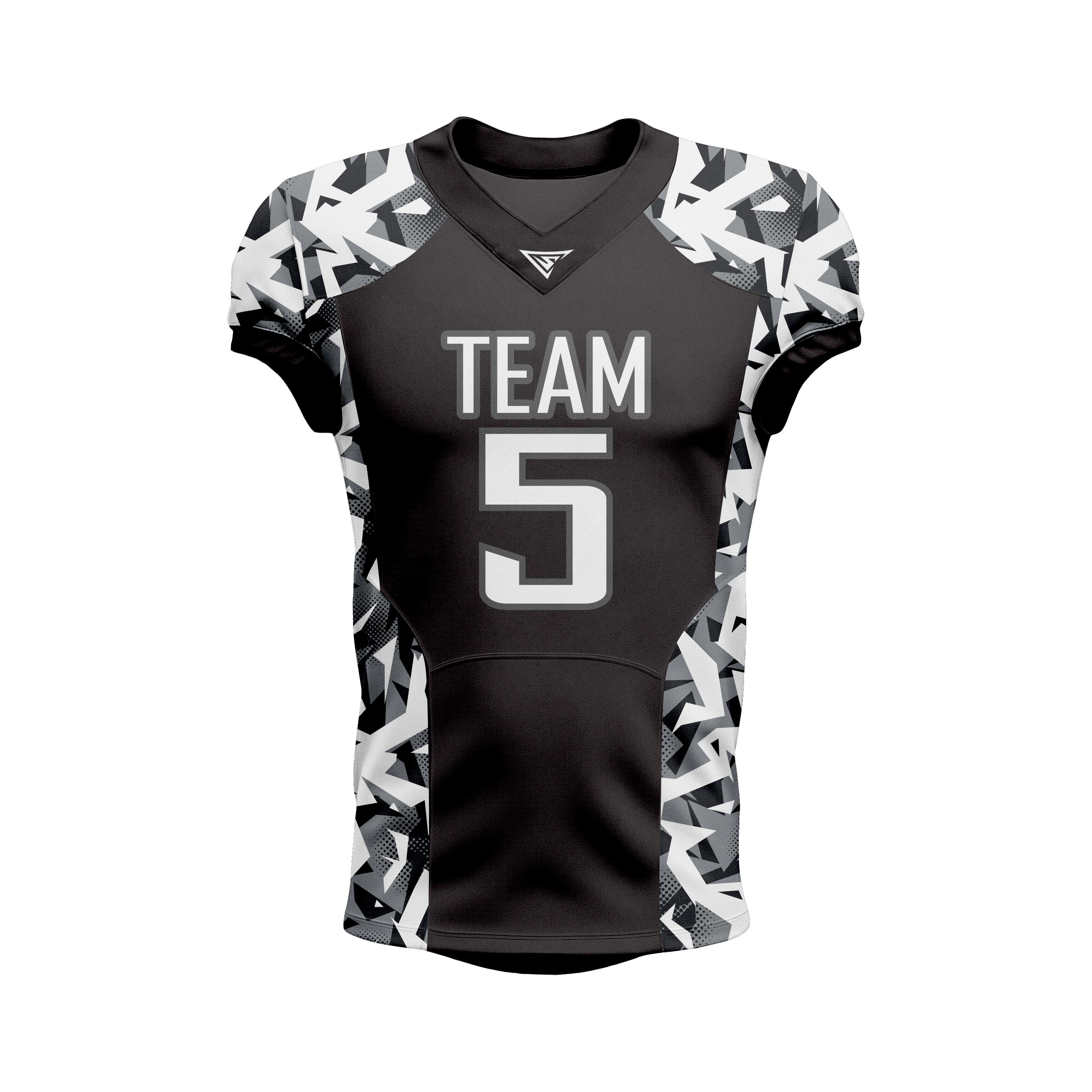 Custom Black & White Camo American Football Jersey