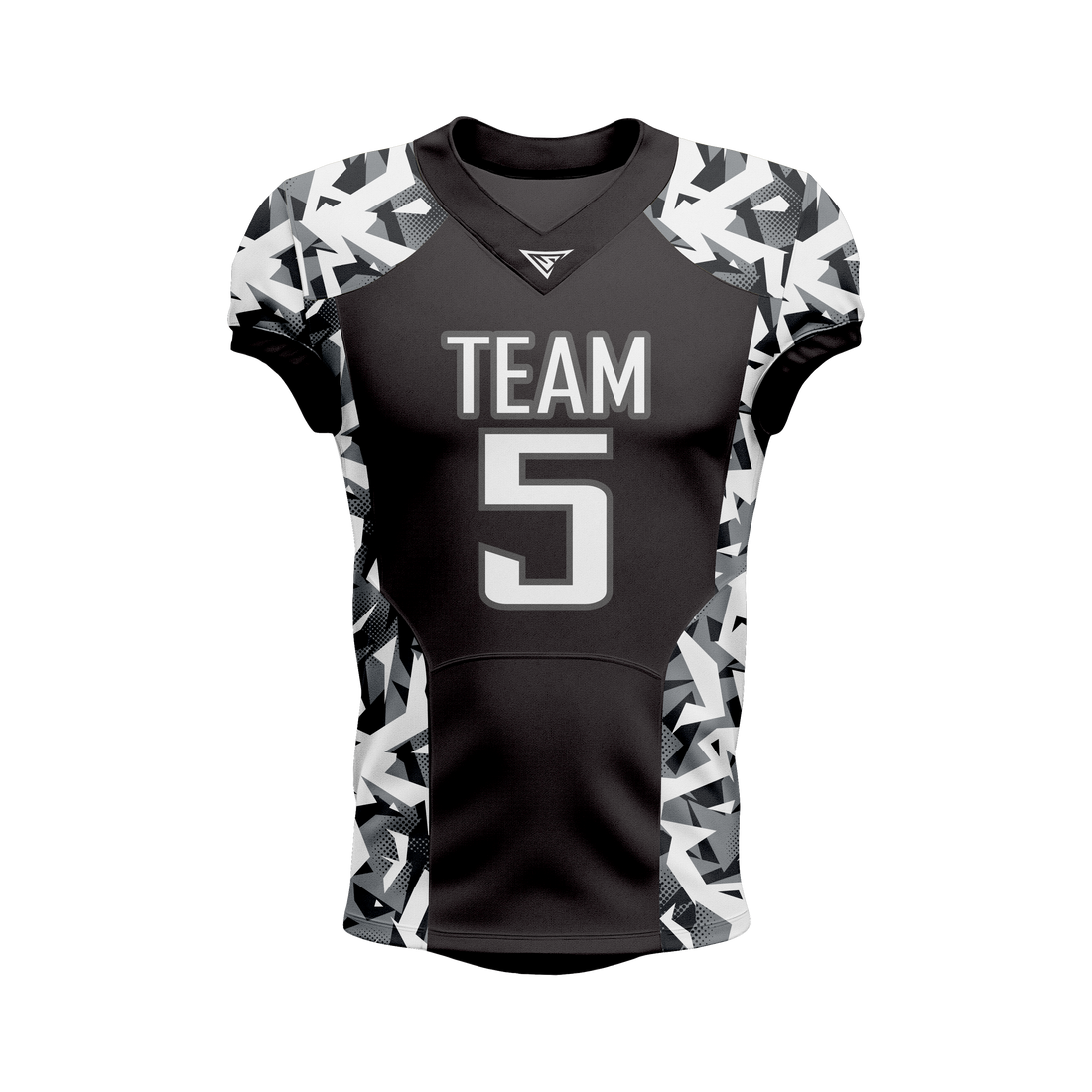 Custom Black & White Camo American Football Jersey