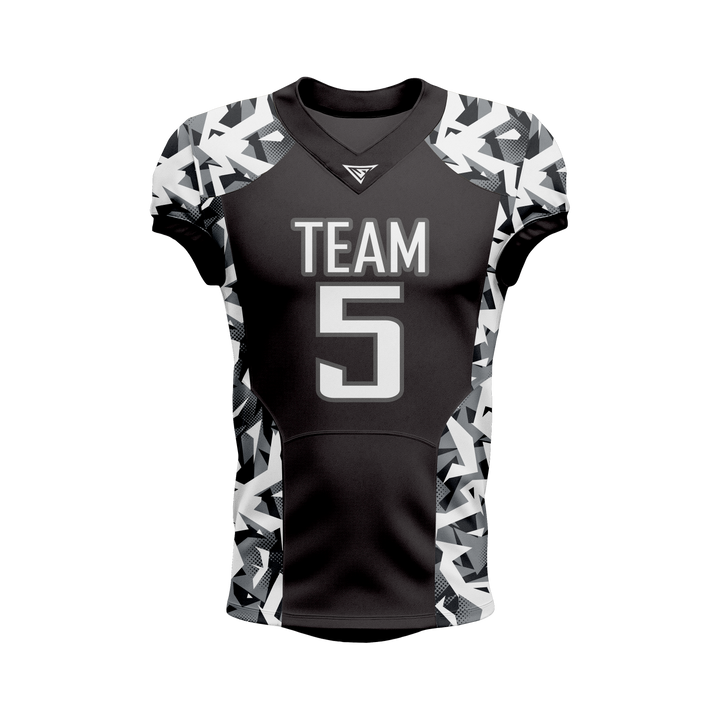 Custom Black & White Camo American Football Jersey