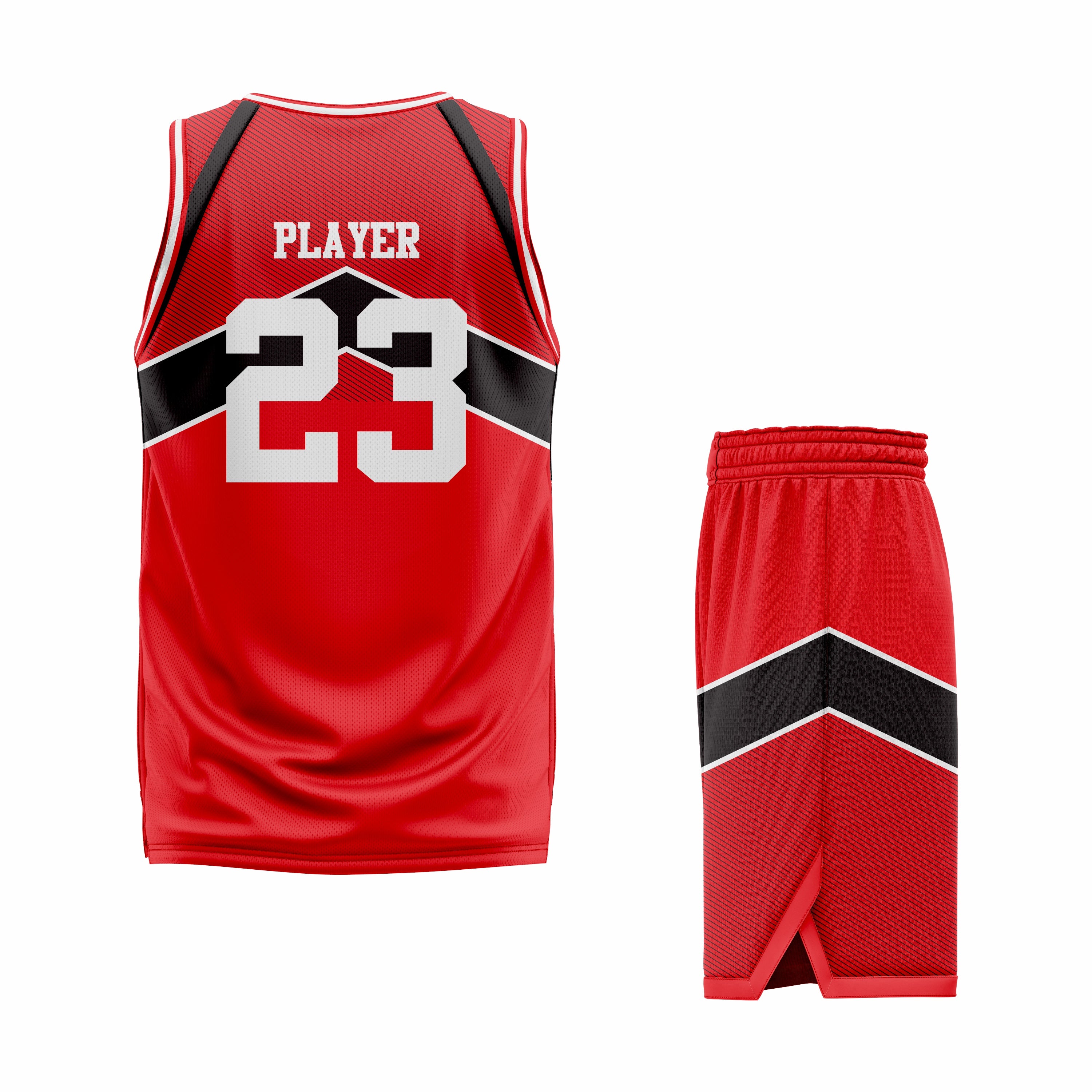 CUSTOM BLACK RED BASKETBALL UNIFORM
