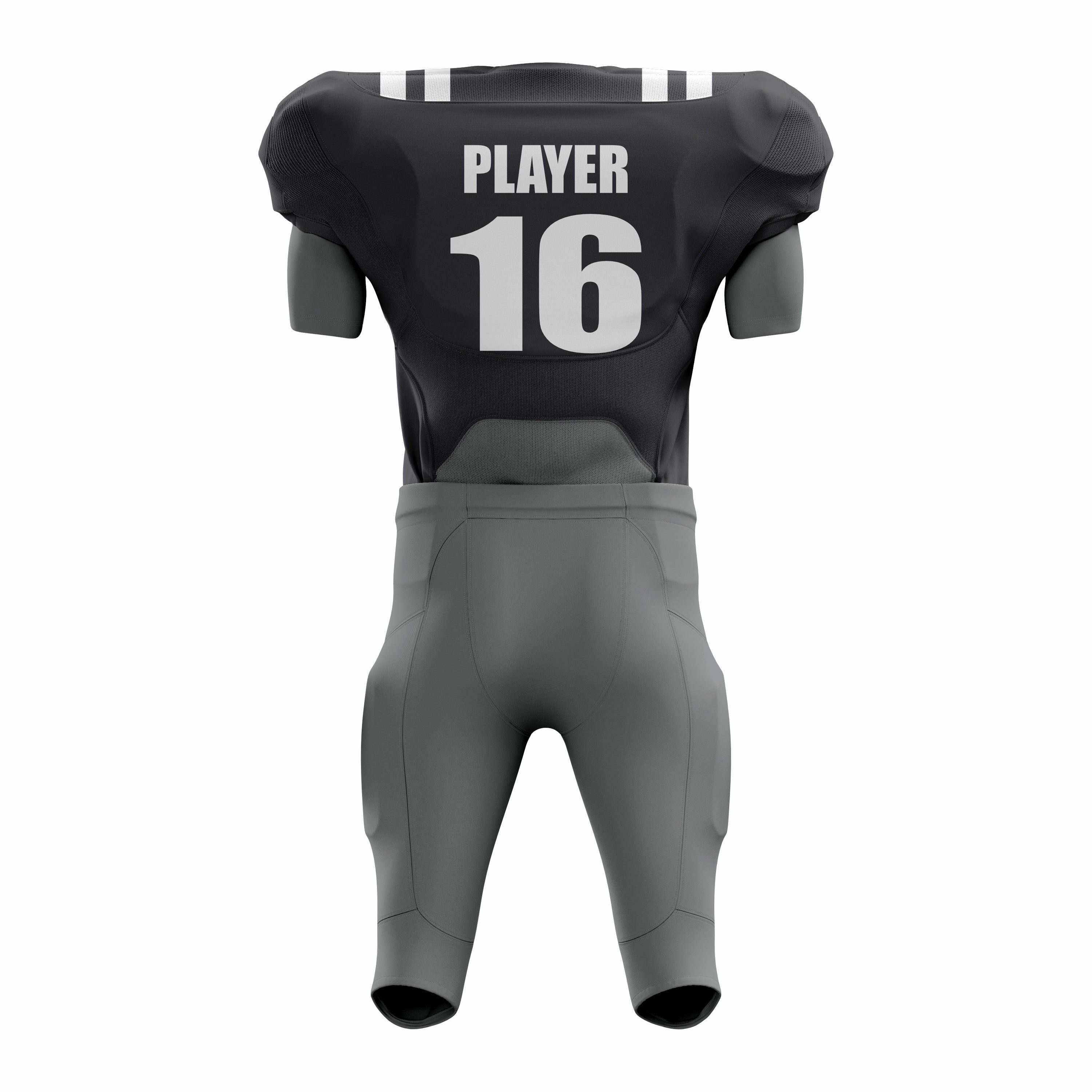 Custom Grey Black Authentic Football Uniform  (with Integrated Pads)