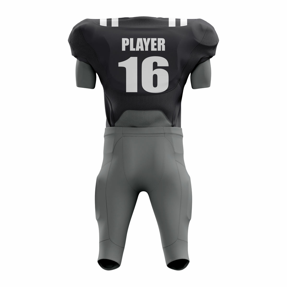 Custom Grey Black Authentic Football Uniform  (with Integrated Pads)