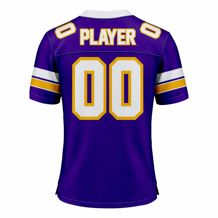Custom Blue, White & Yellow American Football Fan Jersey