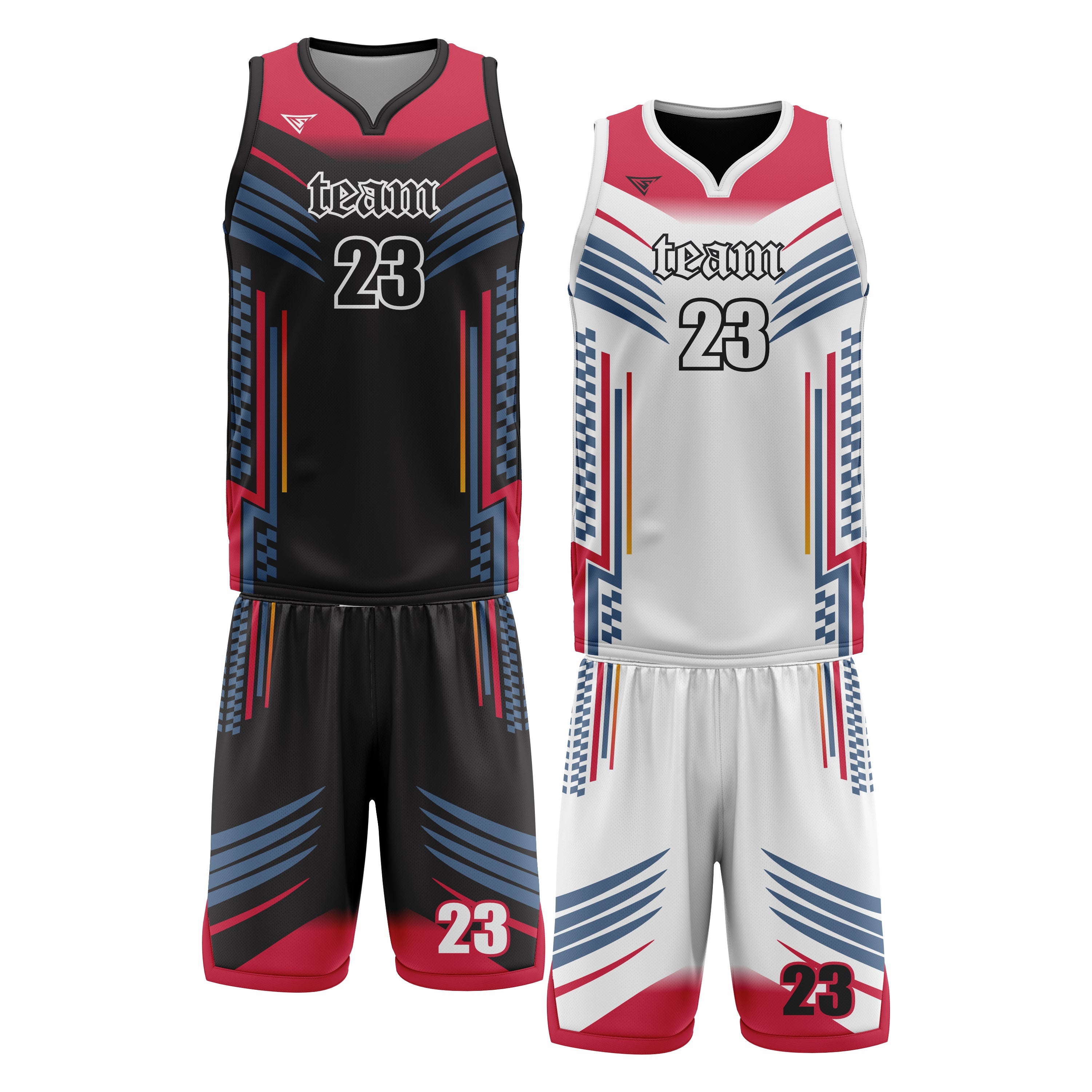 Custom Black Red White Double Side Basketball Uniform Set | Sports Custom Uniform