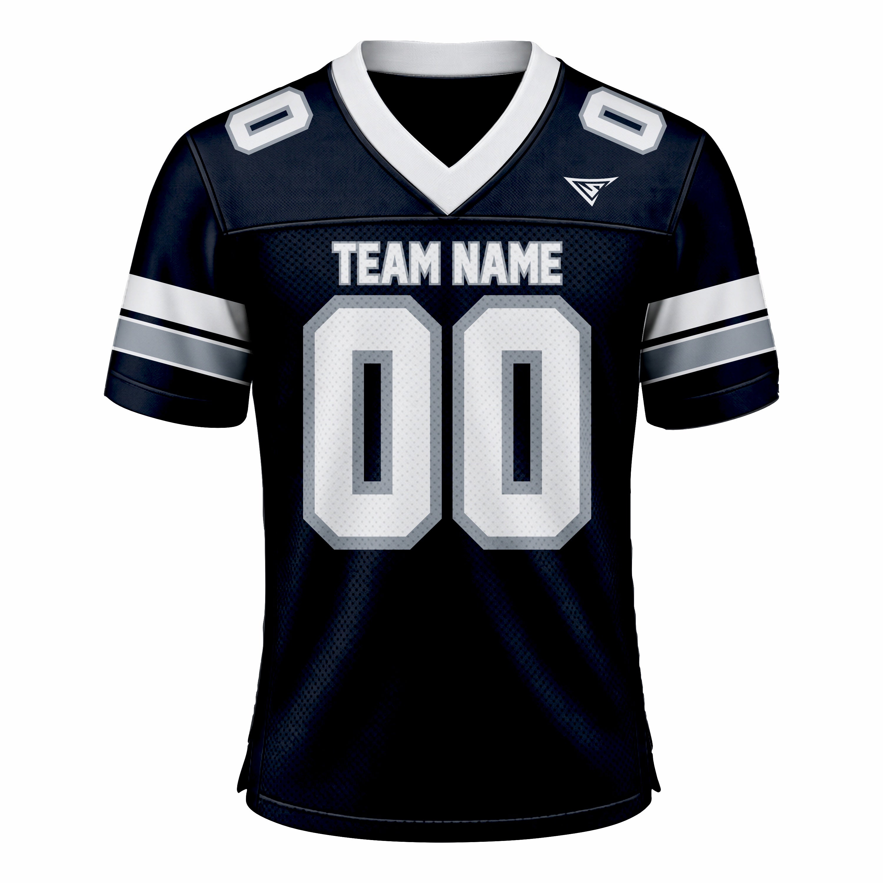 Custom Dark Blue, White & Grey American Football Fan Jersey