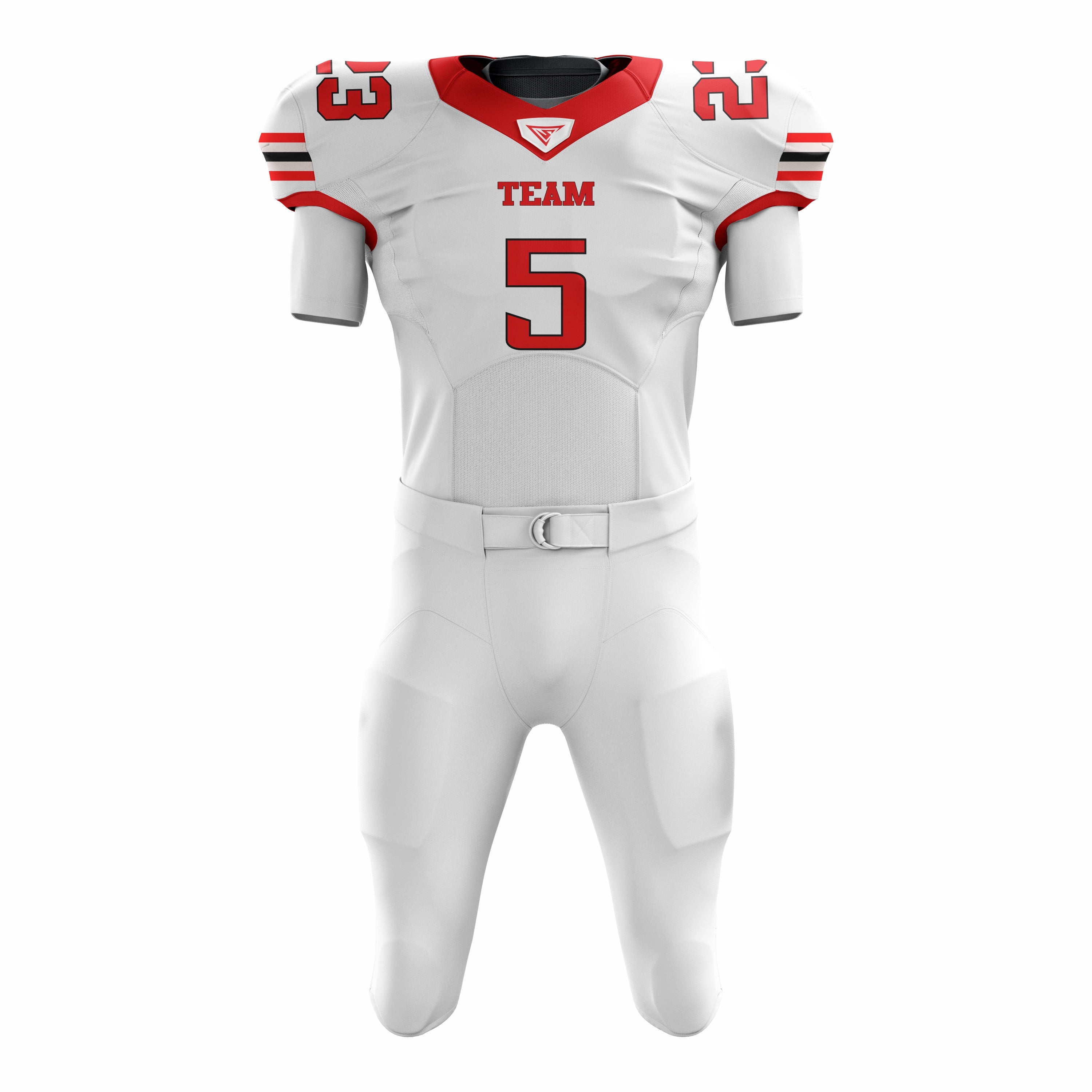 Custom White Red American Football Uniforms with Integrated Pads