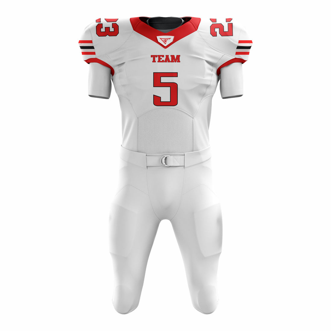 Custom White Red American Football Uniforms with Integrated Pads