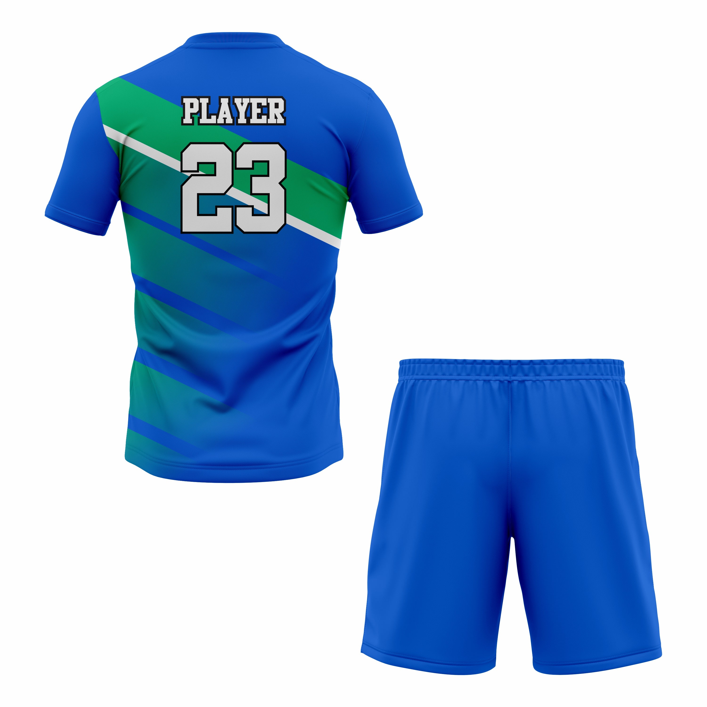 CUSTOM BLUE GREEN SOCCER UNIFORM