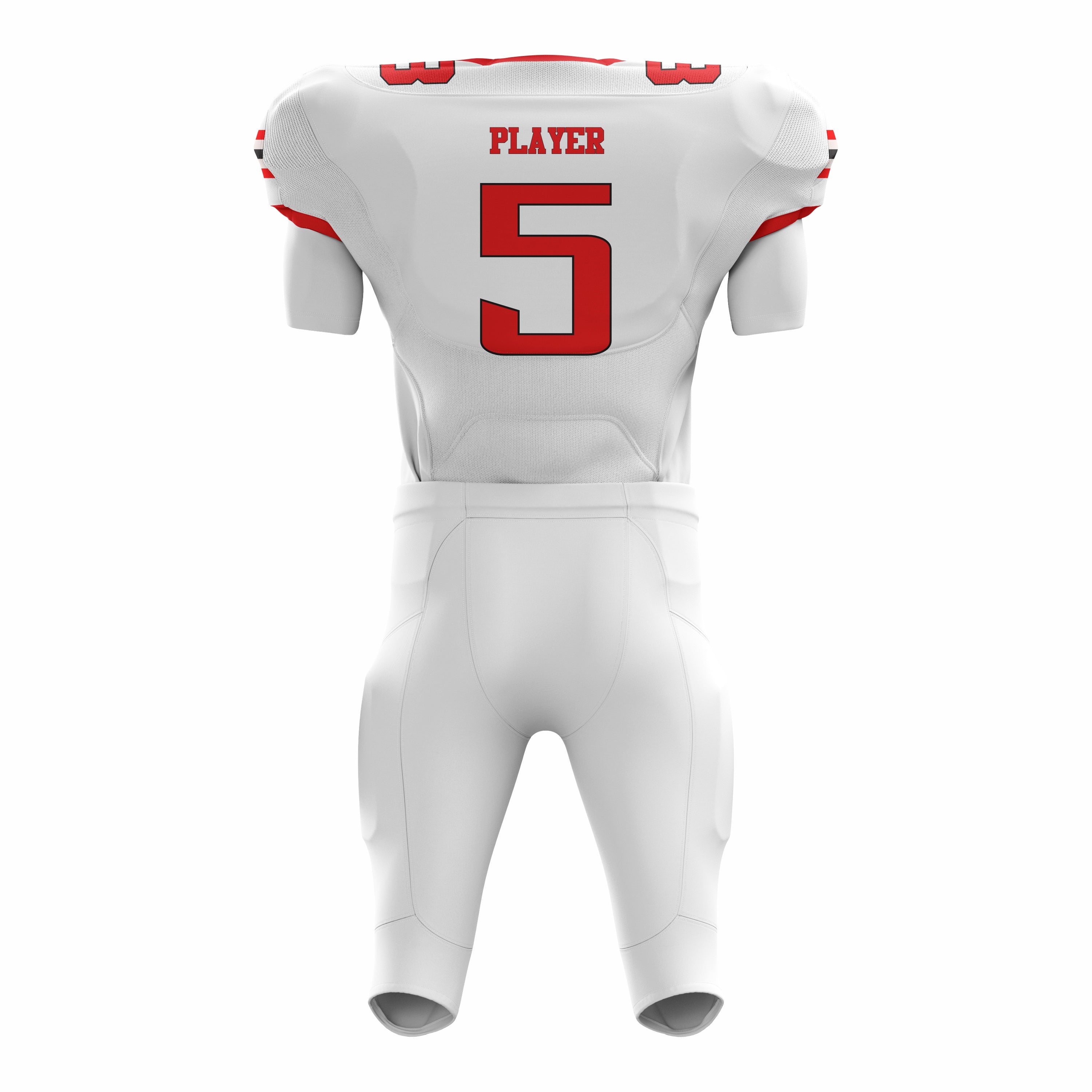 Custom White Red American Football Uniforms with Integrated Pads