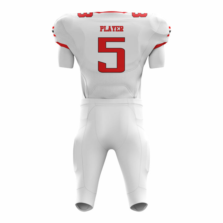 Custom White Red American Football Uniforms with Integrated Pads