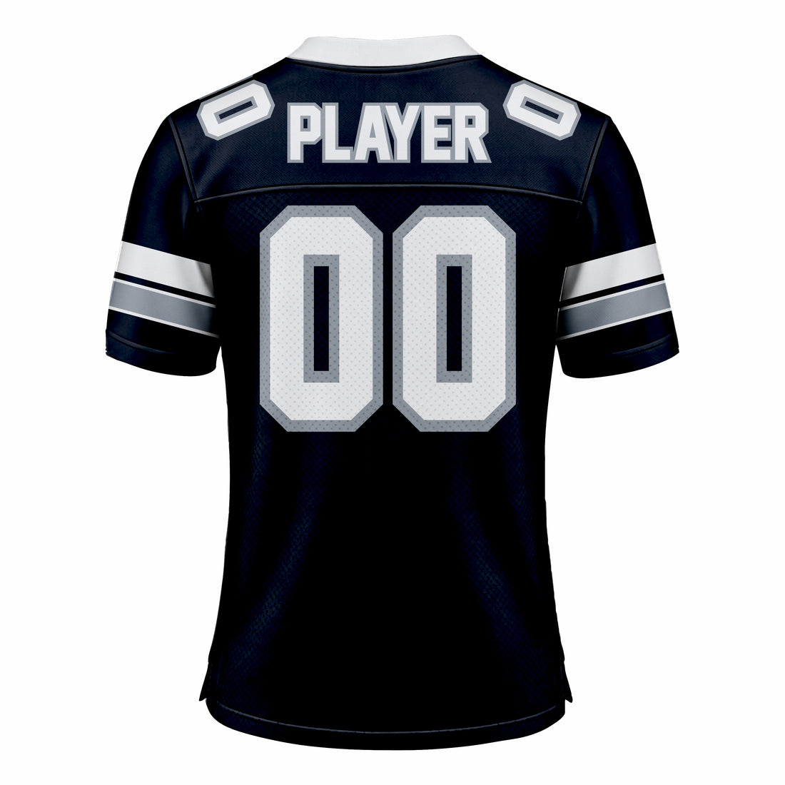 Custom Dark Blue, White & Grey American Football Fan Jersey