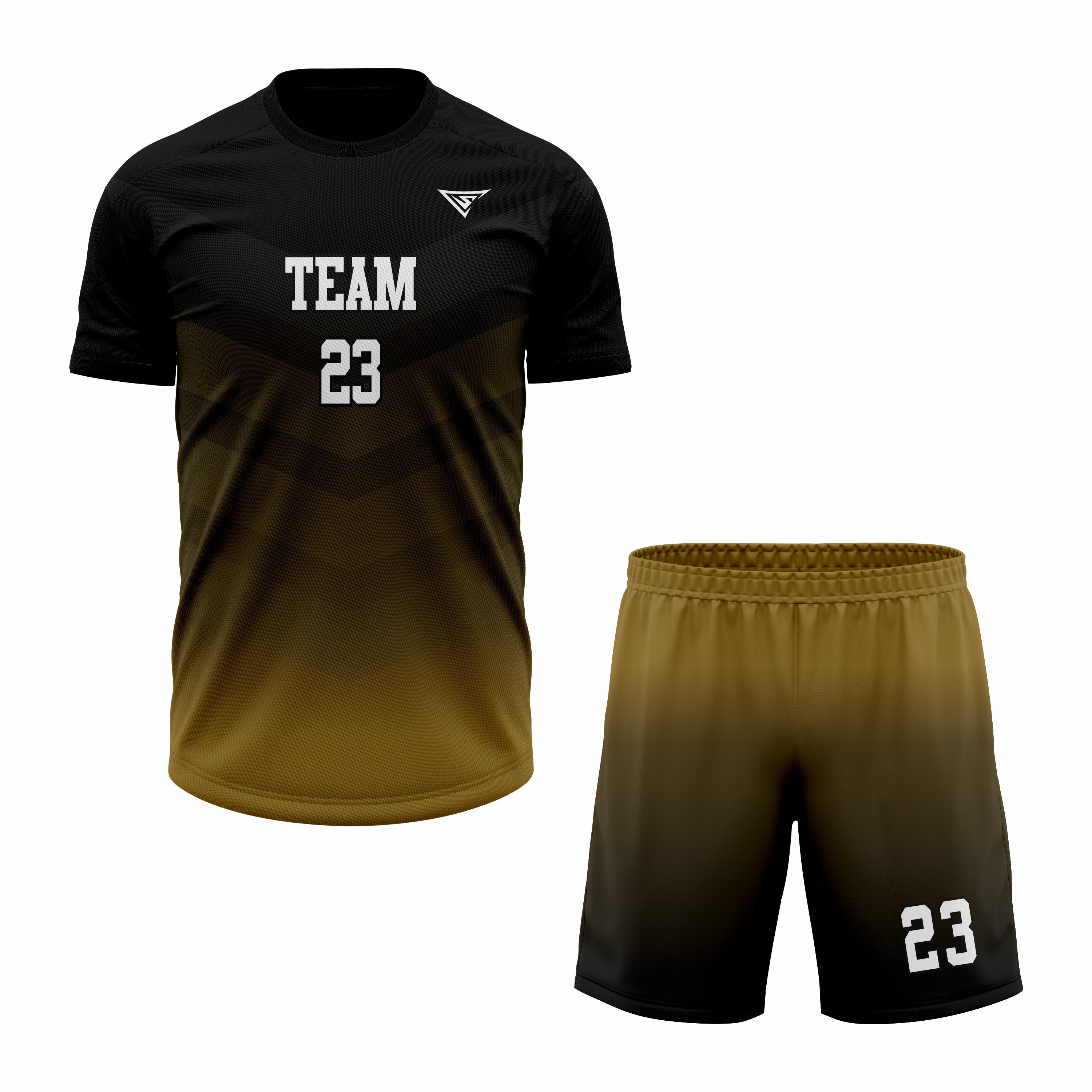 CUSTOM MUSTARD BLACK SOCCER UNIFORM