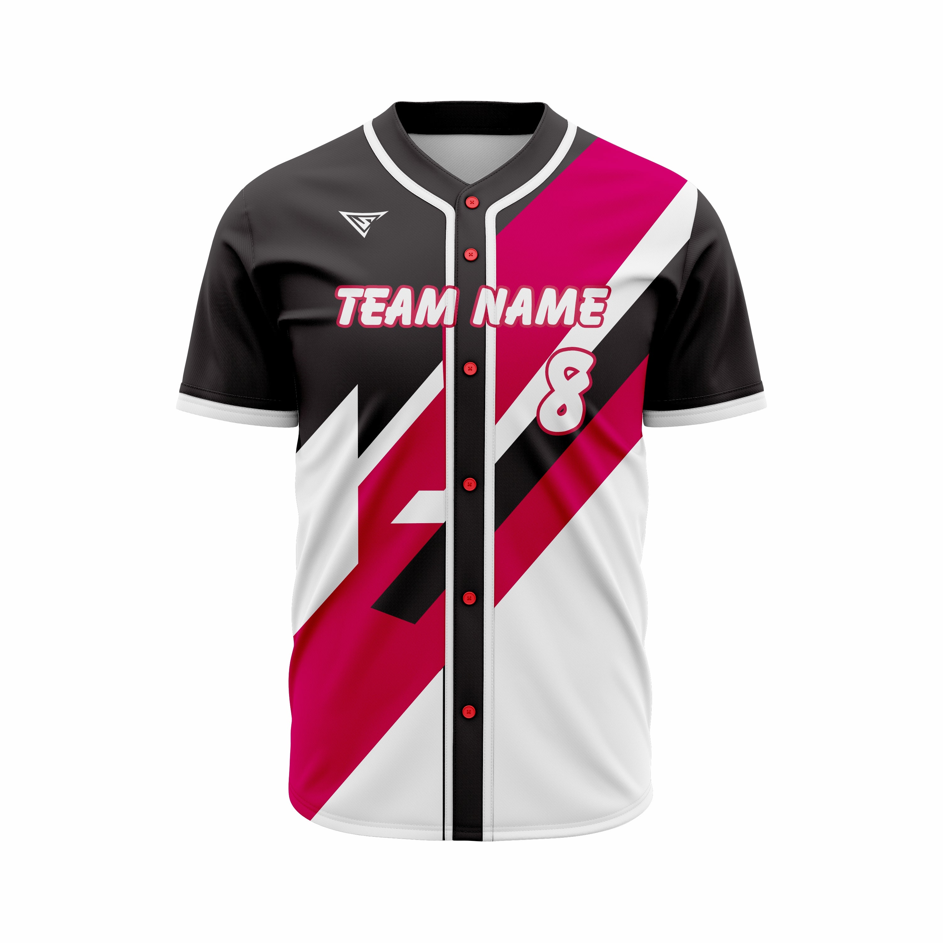Custom Black, Red & White Authentic Baseball full Buttons Jersey