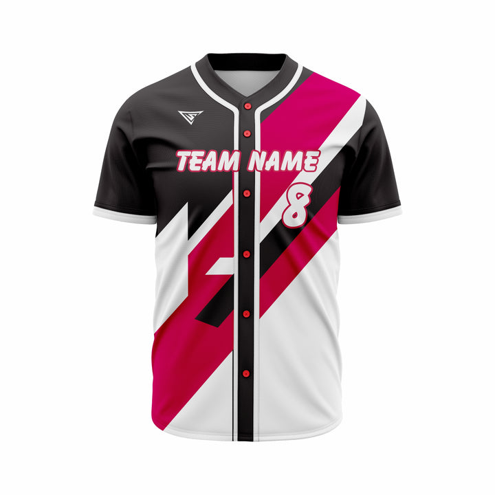 Custom Black, Red & White Authentic Baseball full Buttons Jersey