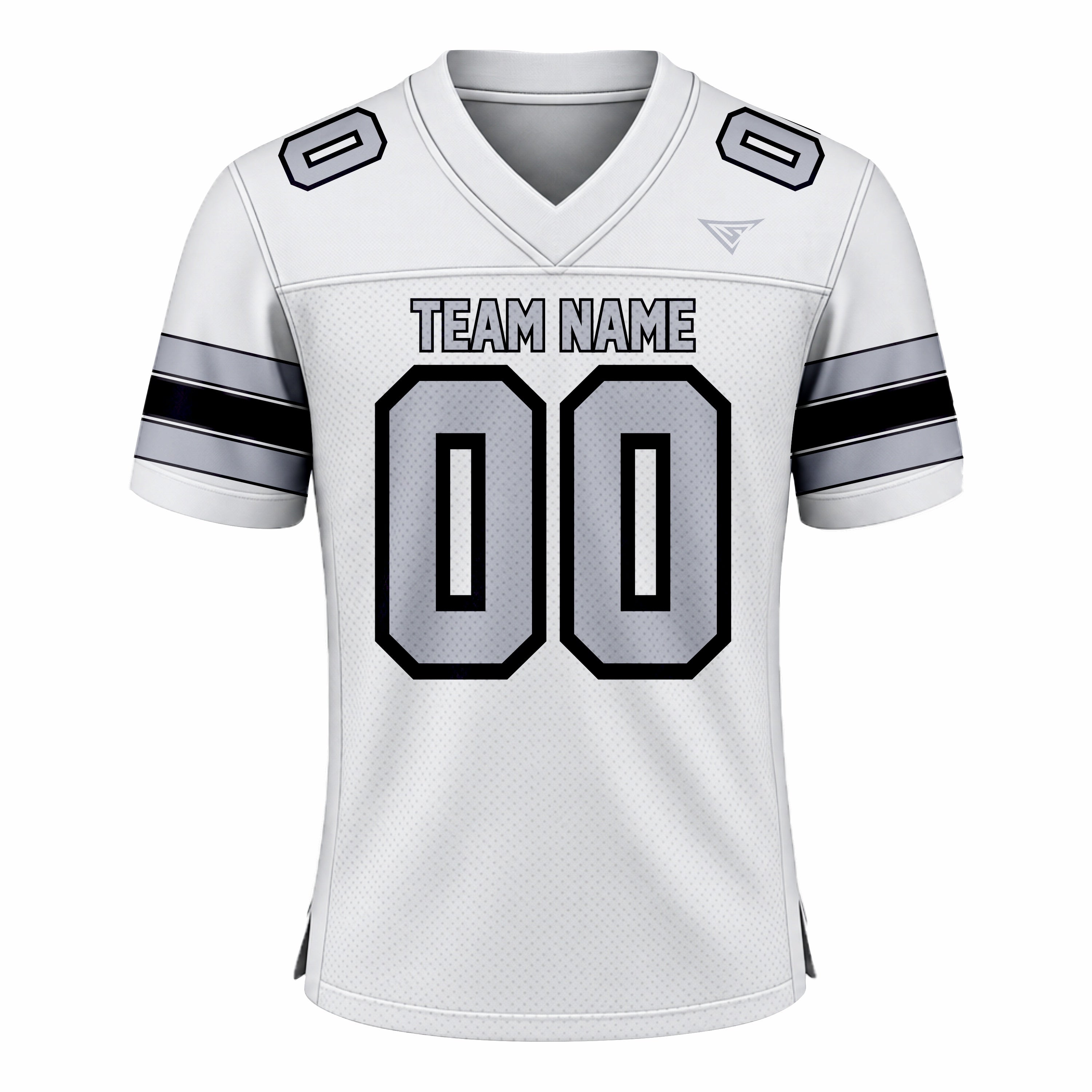 Custom White, Black & Grey American Football Fan Jersey